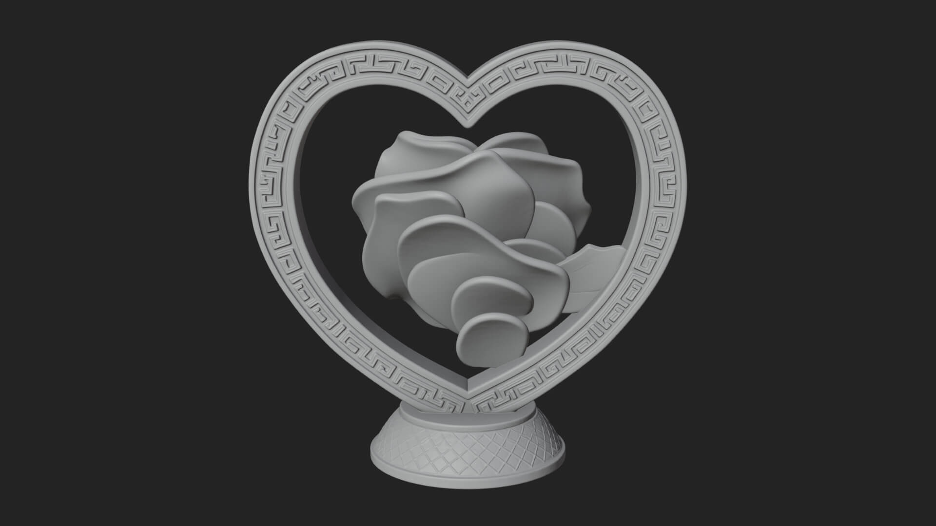 Ornate Framed Heart Plaque Design 93 3D Print Model 3D Model
