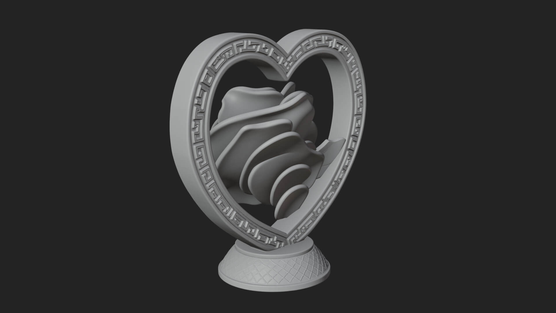 Ornate Framed Heart Plaque Design 93 3D Print Model 3D Model
