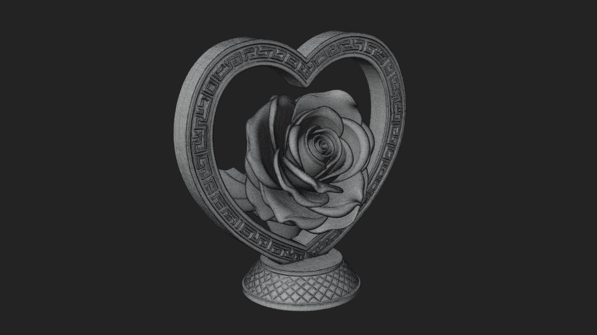 Ornate Framed Heart Plaque Design 93 3D Print Model 3D Model