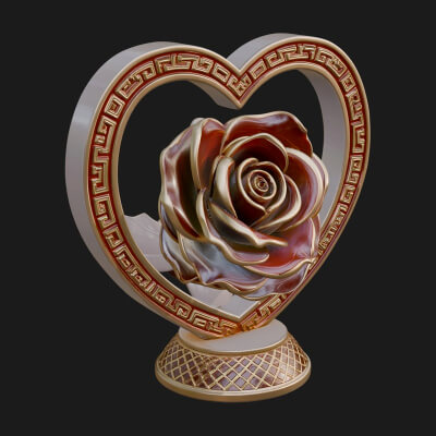 Ornate Framed Heart Plaque Design 93 3D Print Model