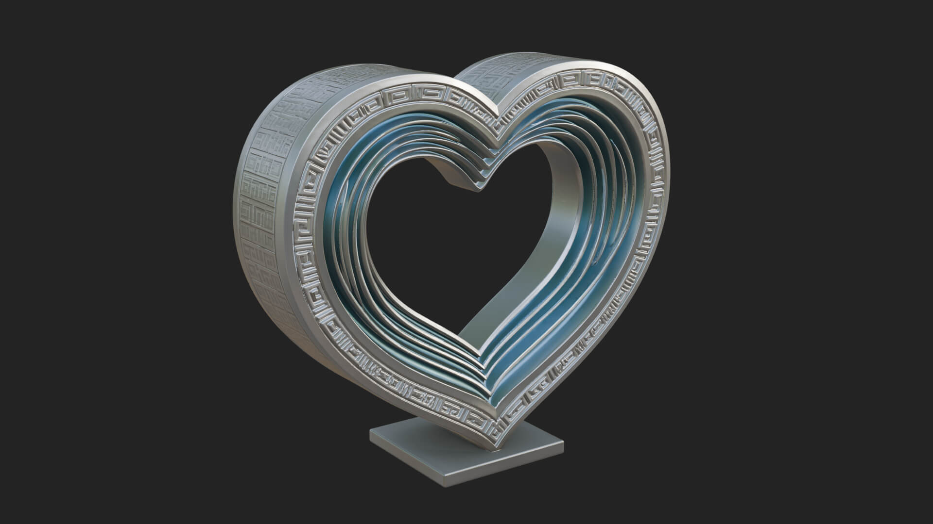 Ornate Framed Heart Plaque Design 95 3D Print Model 3D Model