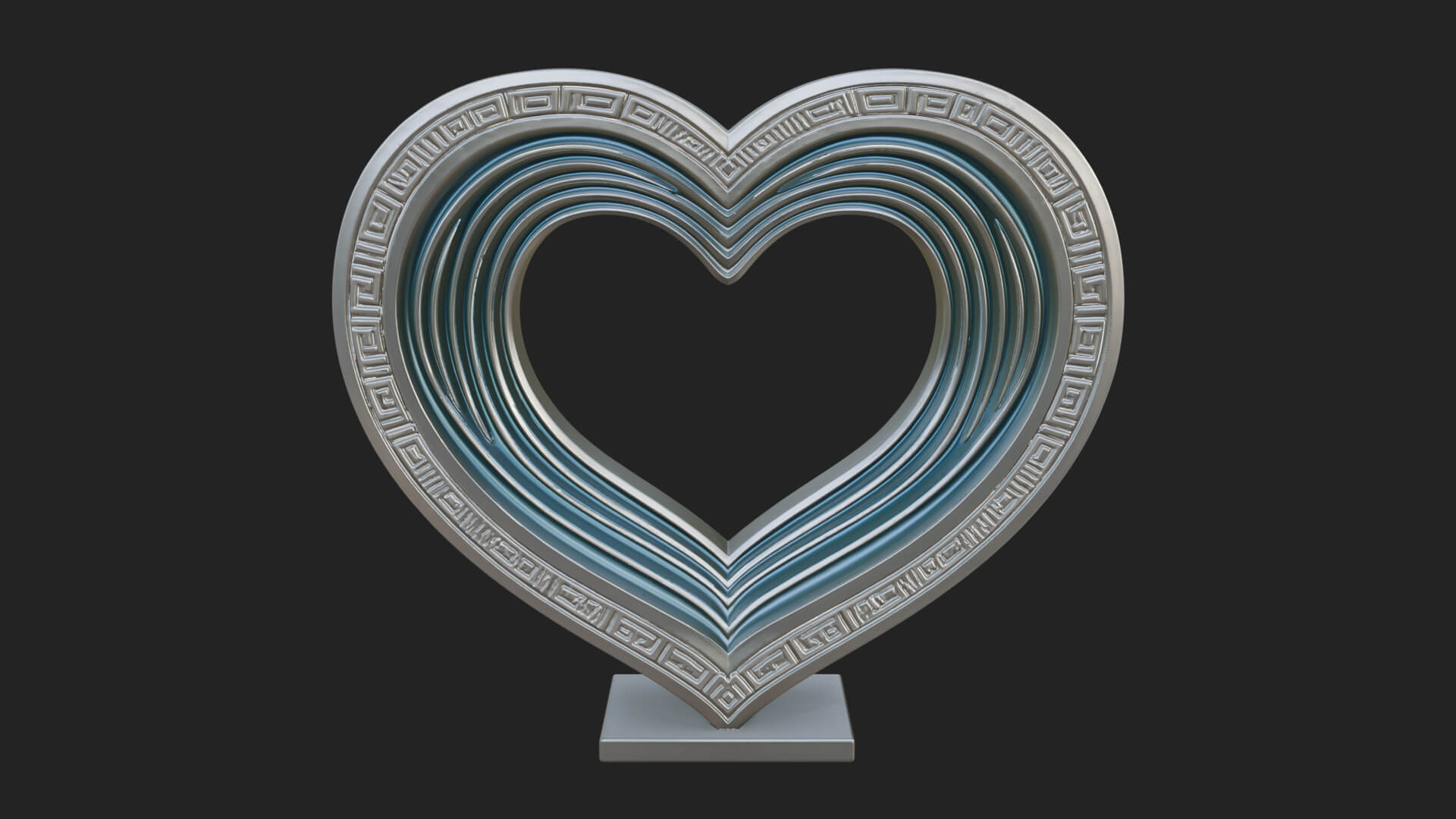 Ornate Framed Heart Plaque Design 95 3D Print Model 3D Model