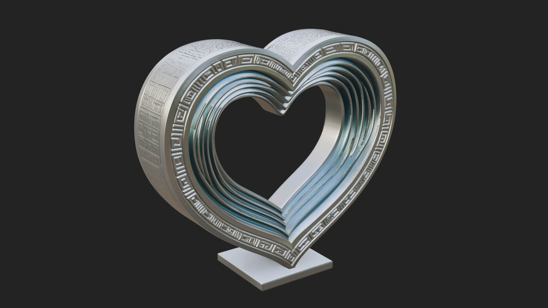 Ornate Framed Heart Plaque Design 95 3D Print Model 3D Model