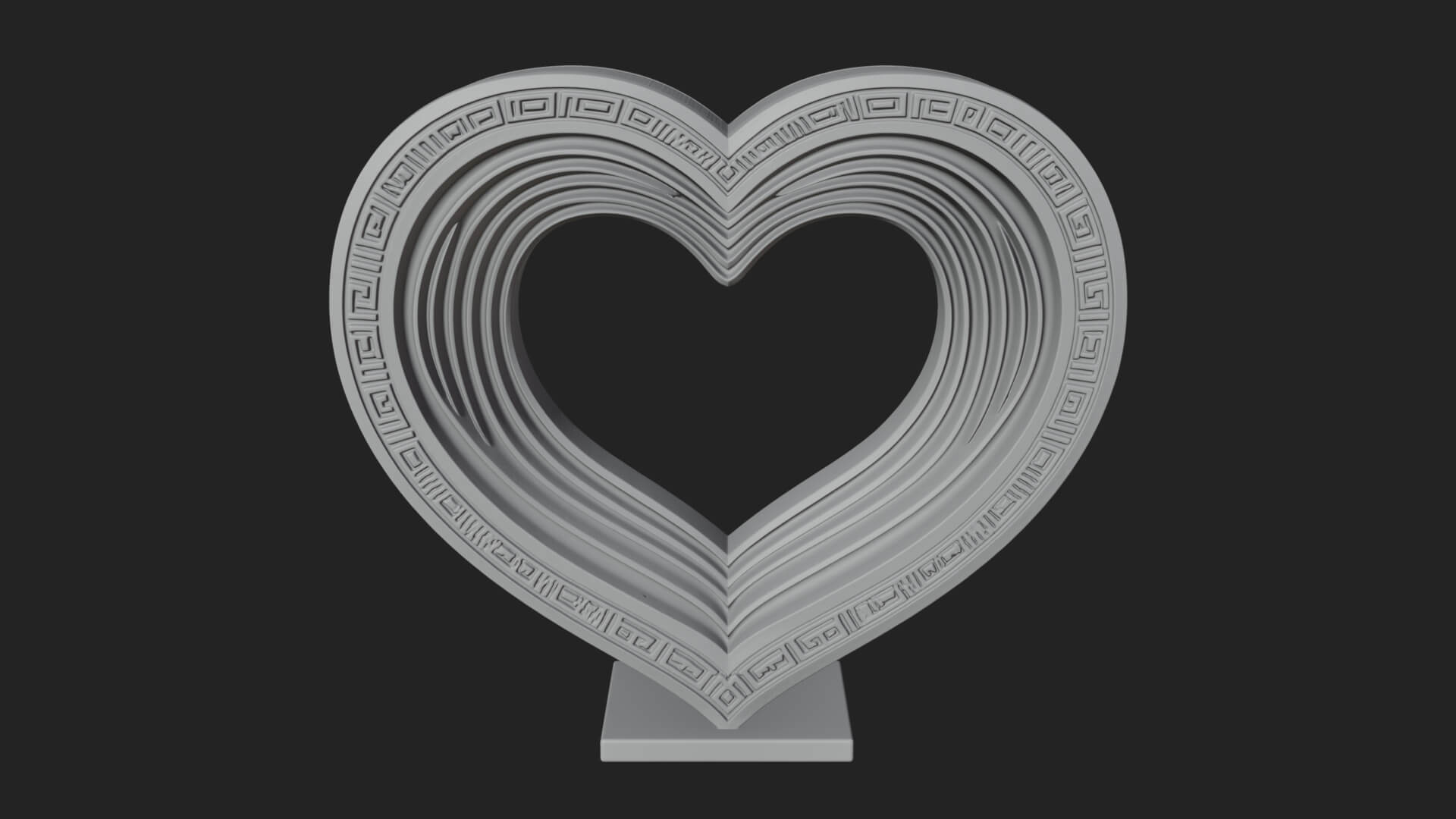 Ornate Framed Heart Plaque Design 95 3D Print Model 3D Model