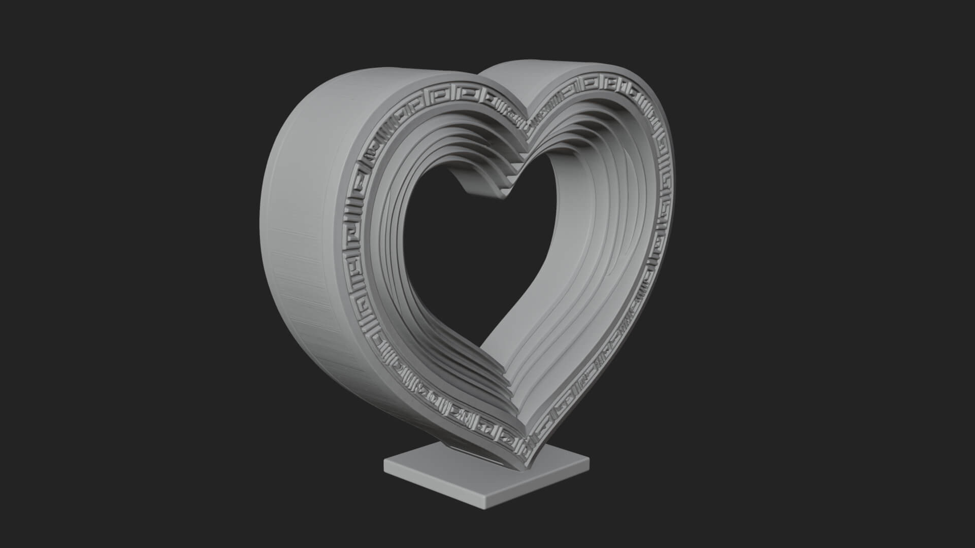 Ornate Framed Heart Plaque Design 95 3D Print Model 3D Model
