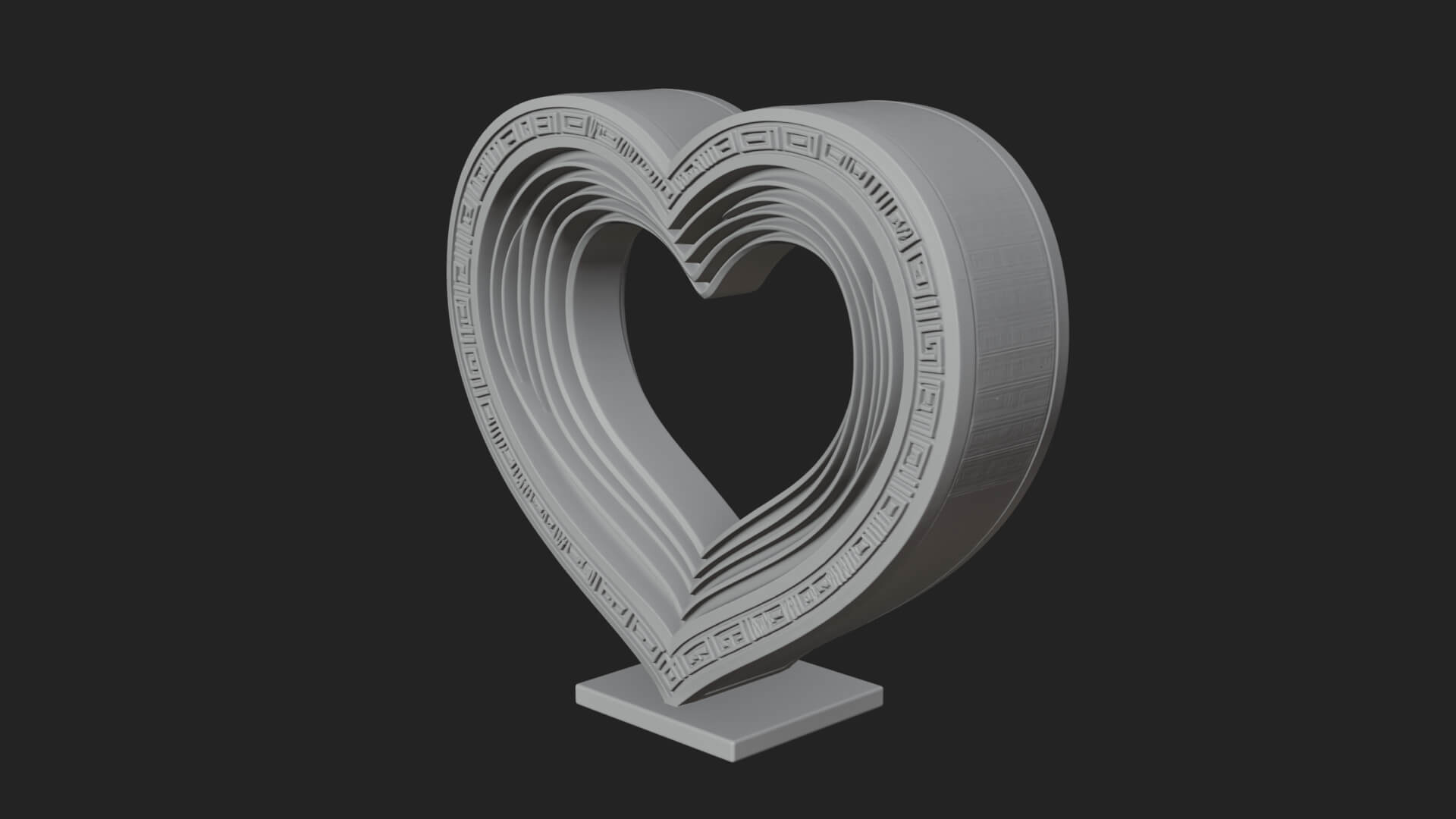 Ornate Framed Heart Plaque Design 95 3D Print Model 3D Model