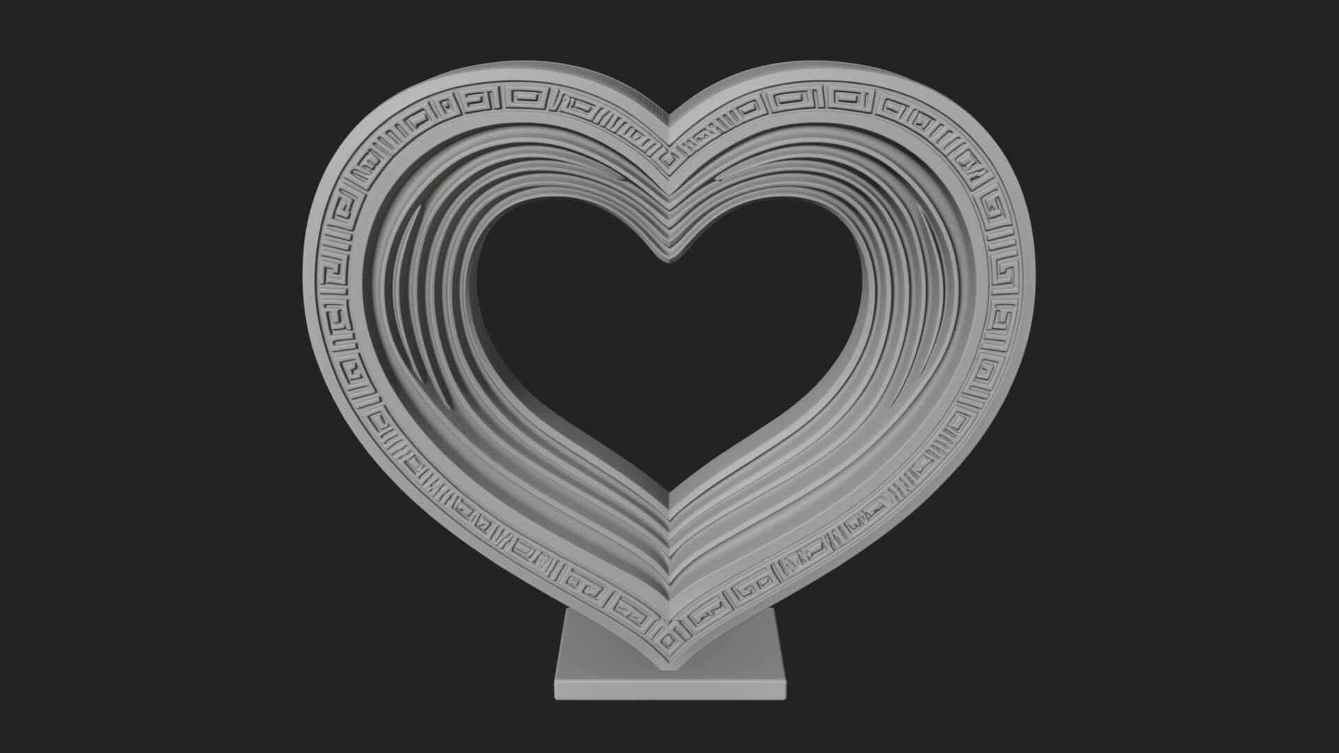 Ornate Framed Heart Plaque Design 95 3D Print Model 3D Model