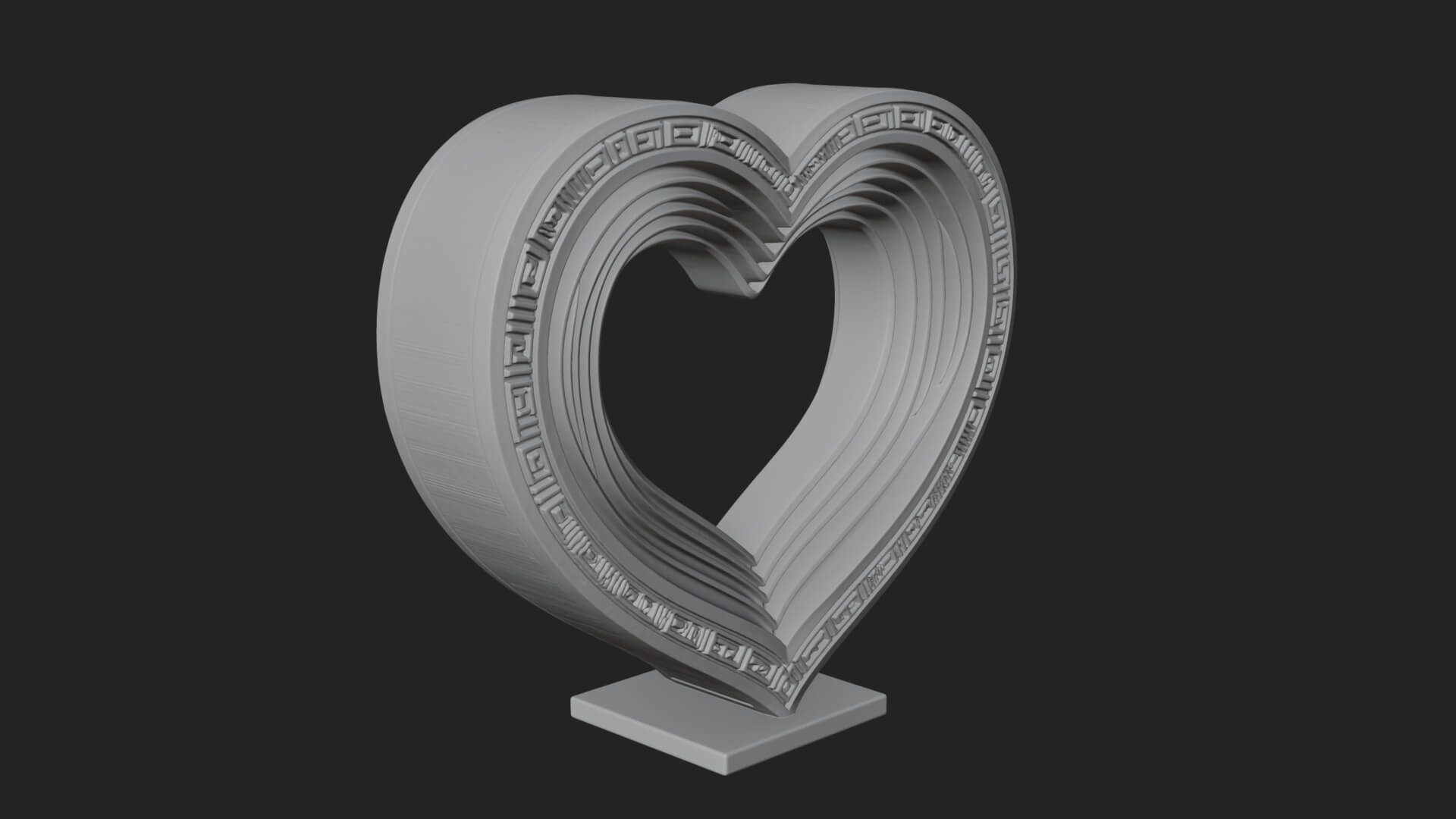 Ornate Framed Heart Plaque Design 95 3D Print Model 3D Model