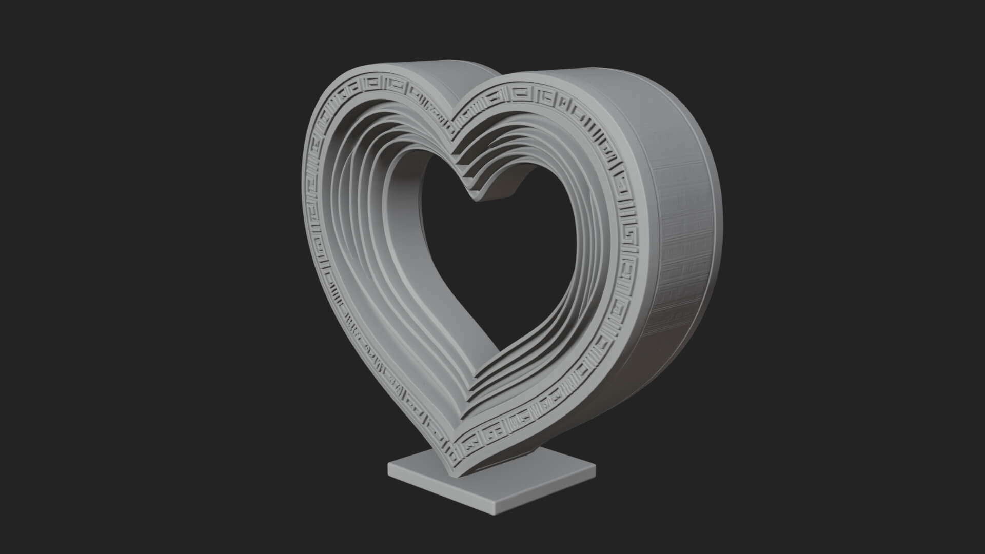Ornate Framed Heart Plaque Design 95 3D Print Model 3D Model
