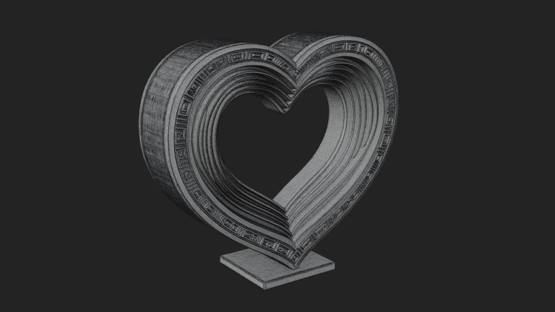Ornate Framed Heart Plaque Design 95 3D Print Model 3D Model