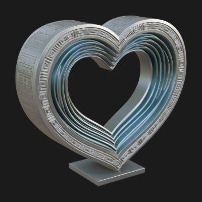 Ornate Framed Heart Plaque Design 95 3D Print Model