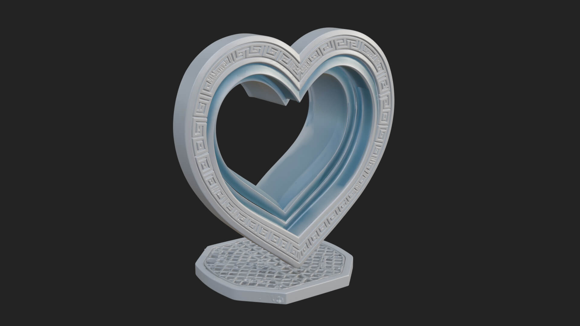 Ornate Framed Heart Plaque Design 96 3D Print Model 3D Model