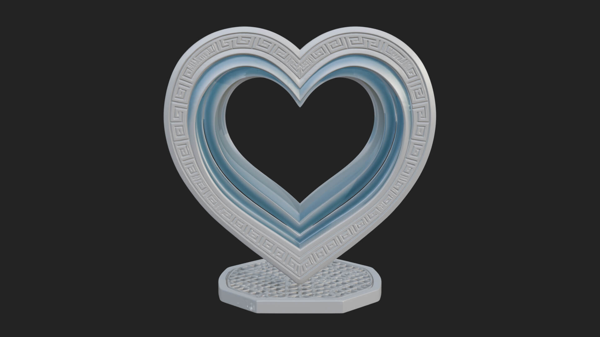 Ornate Framed Heart Plaque Design 96 3D Print Model 3D Model