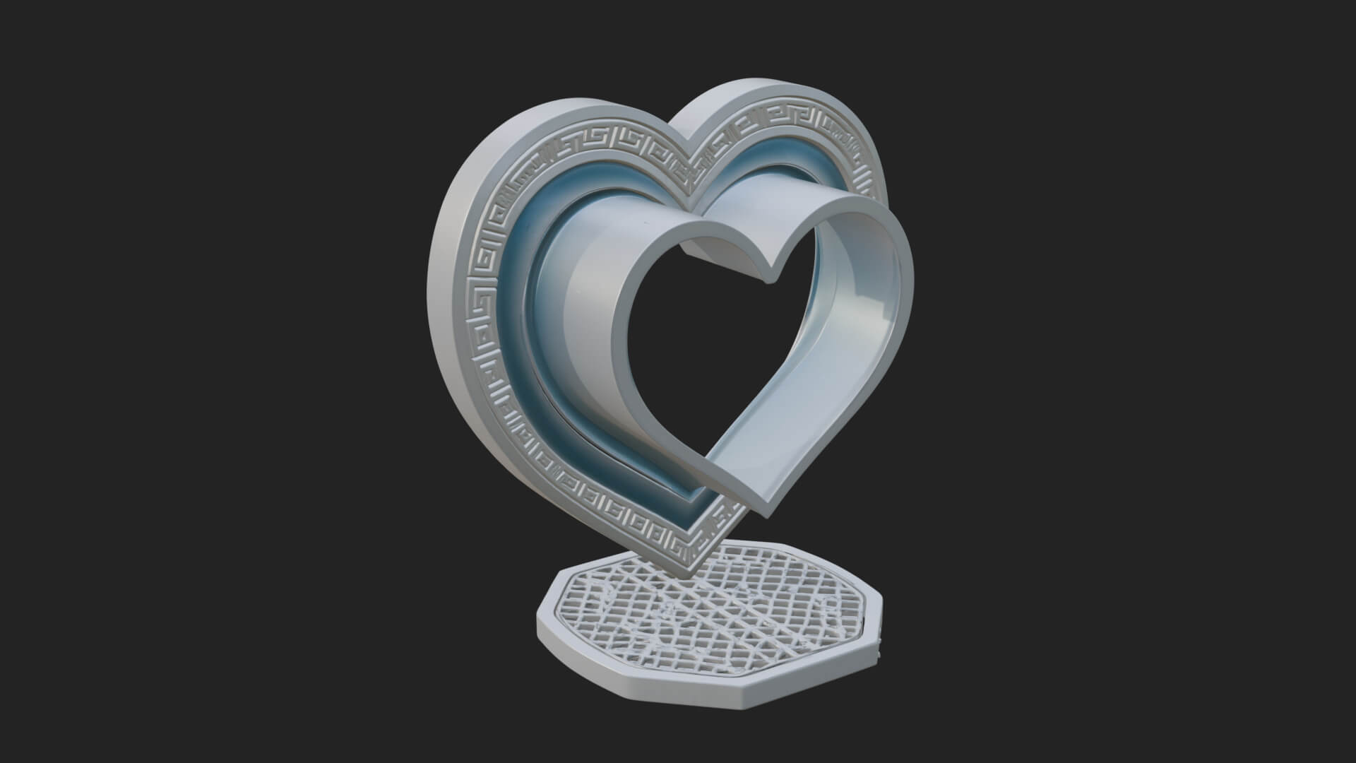 Ornate Framed Heart Plaque Design 96 3D Print Model 3D Model