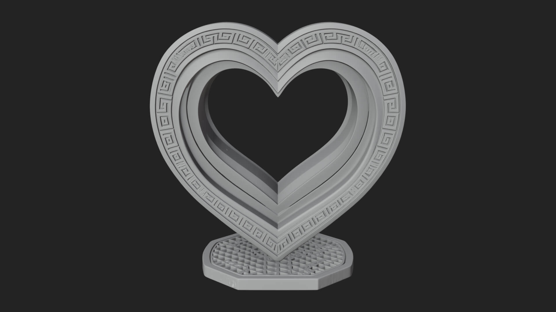 Ornate Framed Heart Plaque Design 96 3D Print Model 3D Model