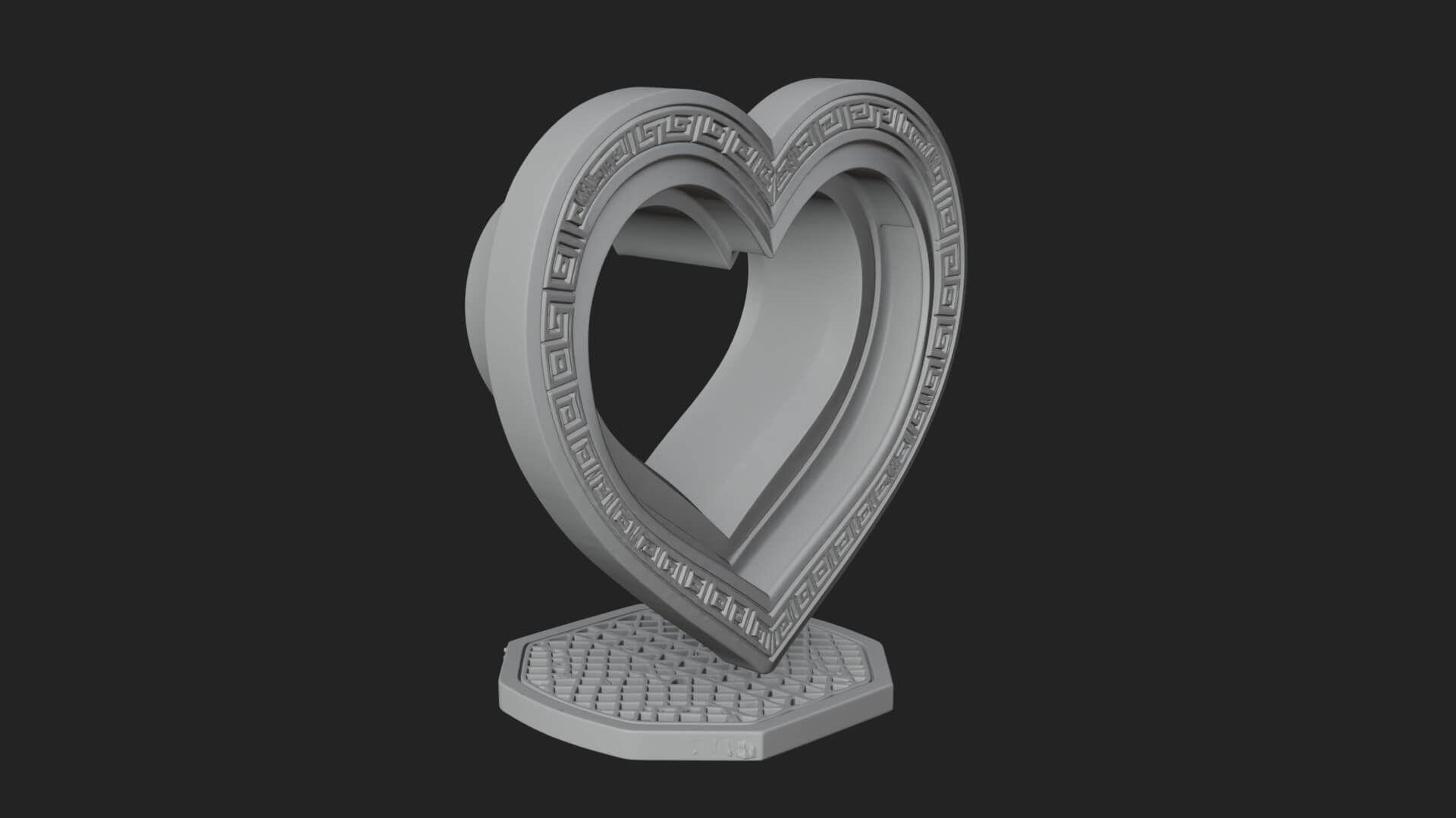 Ornate Framed Heart Plaque Design 96 3D Print Model 3D Model