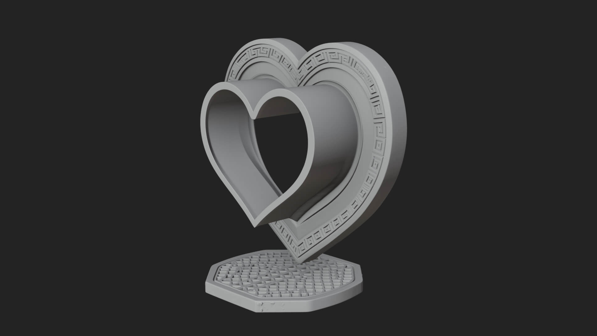 Ornate Framed Heart Plaque Design 96 3D Print Model 3D Model
