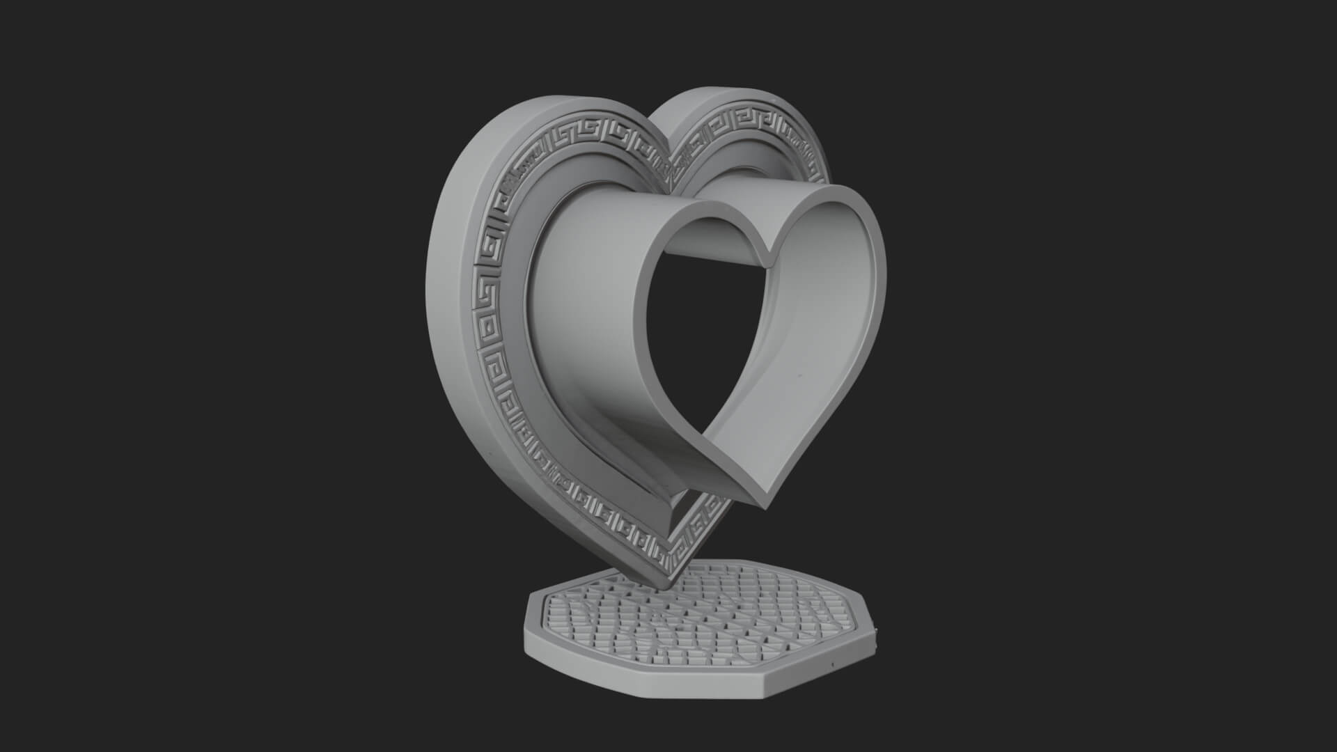 Ornate Framed Heart Plaque Design 96 3D Print Model 3D Model
