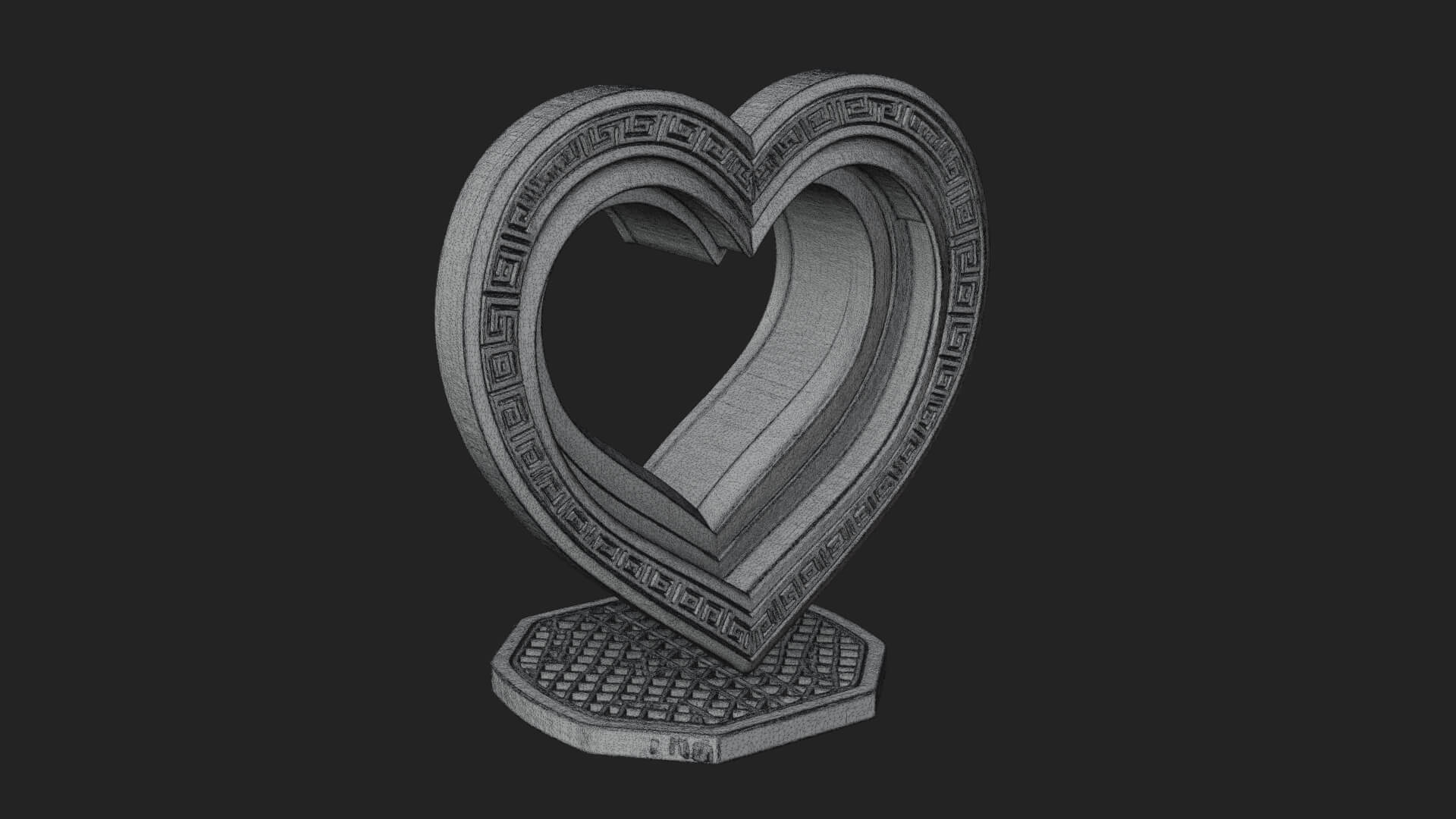 Ornate Framed Heart Plaque Design 96 3D Print Model 3D Model