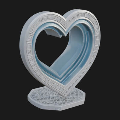 Ornate Framed Heart Plaque Design 96 3D Print Model