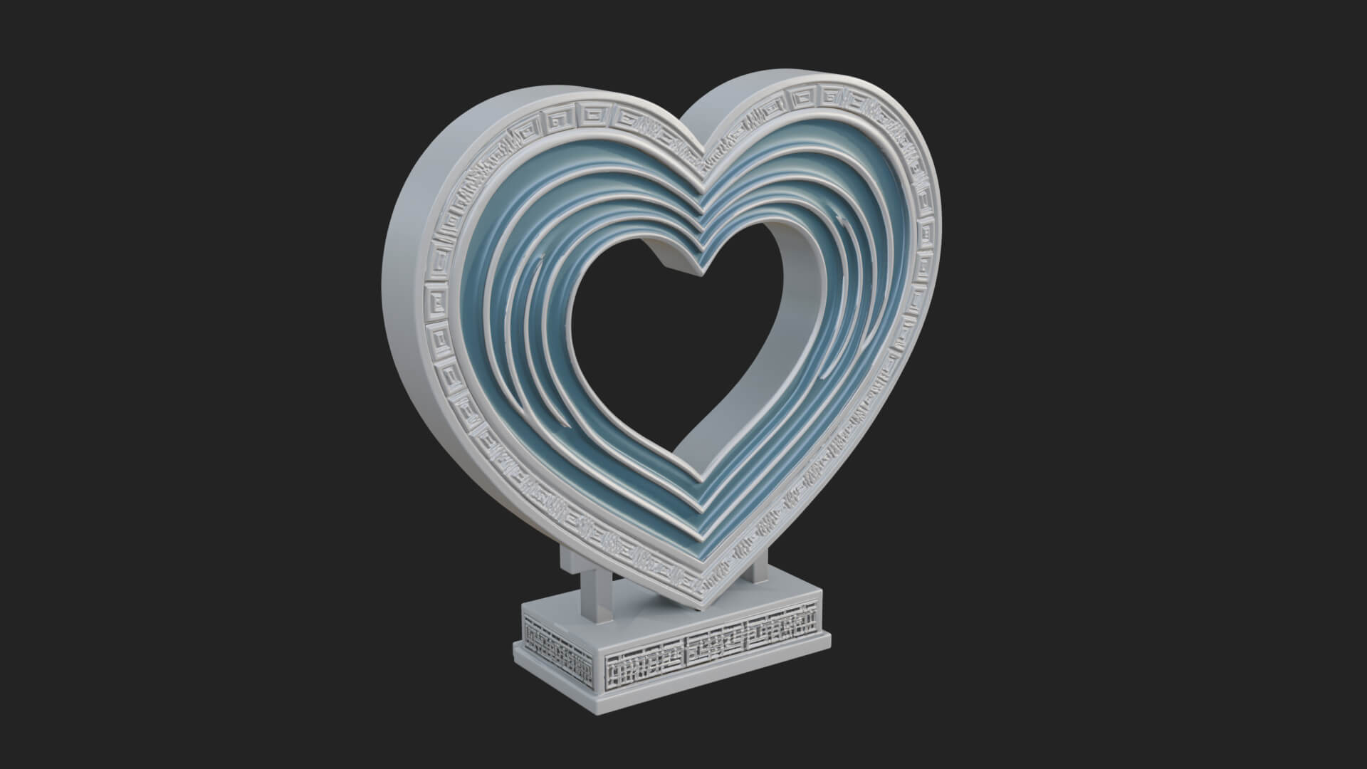 Ornate Framed Heart Plaque Design 97 3D Print Model 3D Model