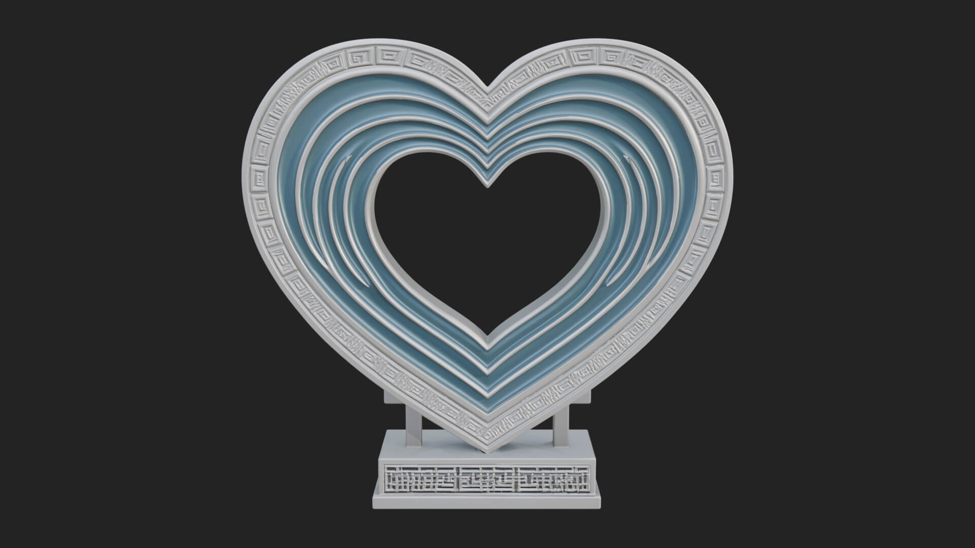 Ornate Framed Heart Plaque Design 97 3D Print Model 3D Model