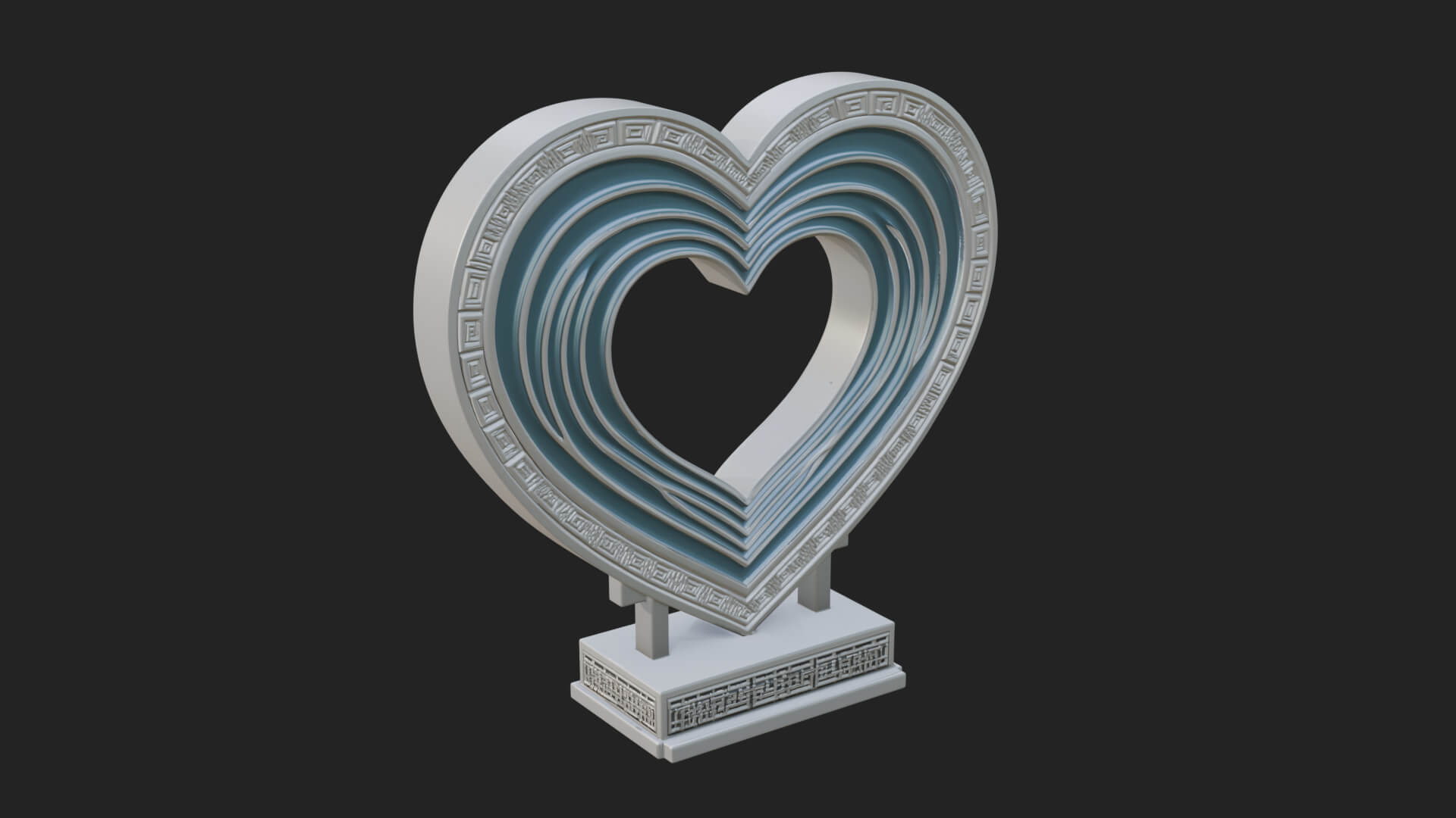 Ornate Framed Heart Plaque Design 97 3D Print Model 3D Model