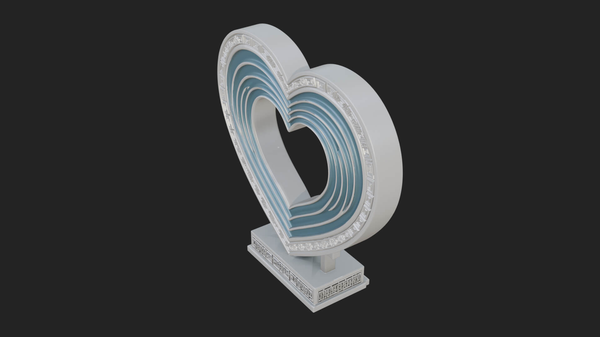 Ornate Framed Heart Plaque Design 97 3D Print Model 3D Model