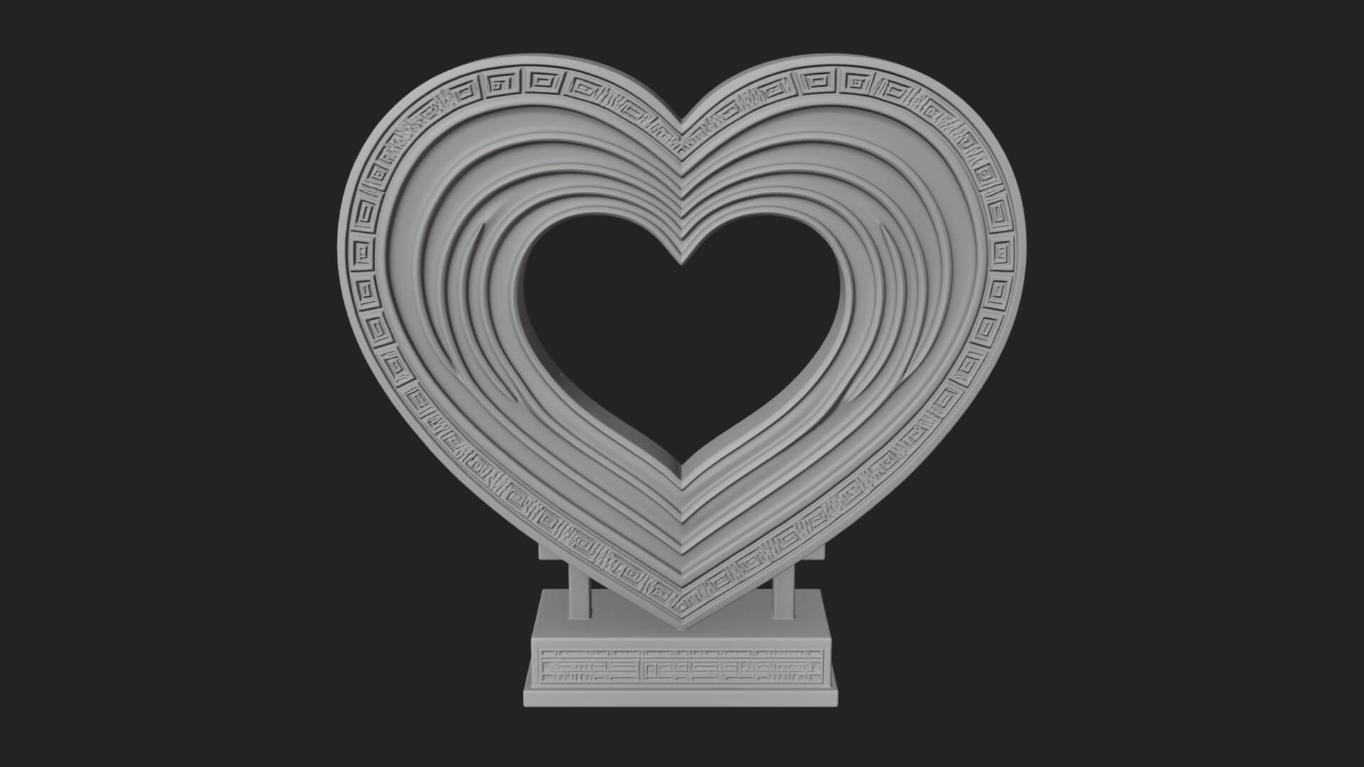 Ornate Framed Heart Plaque Design 97 3D Print Model 3D Model