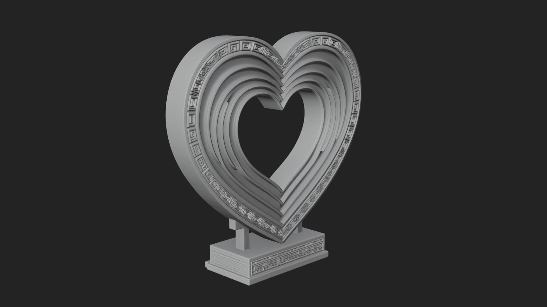 Ornate Framed Heart Plaque Design 97 3D Print Model 3D Model