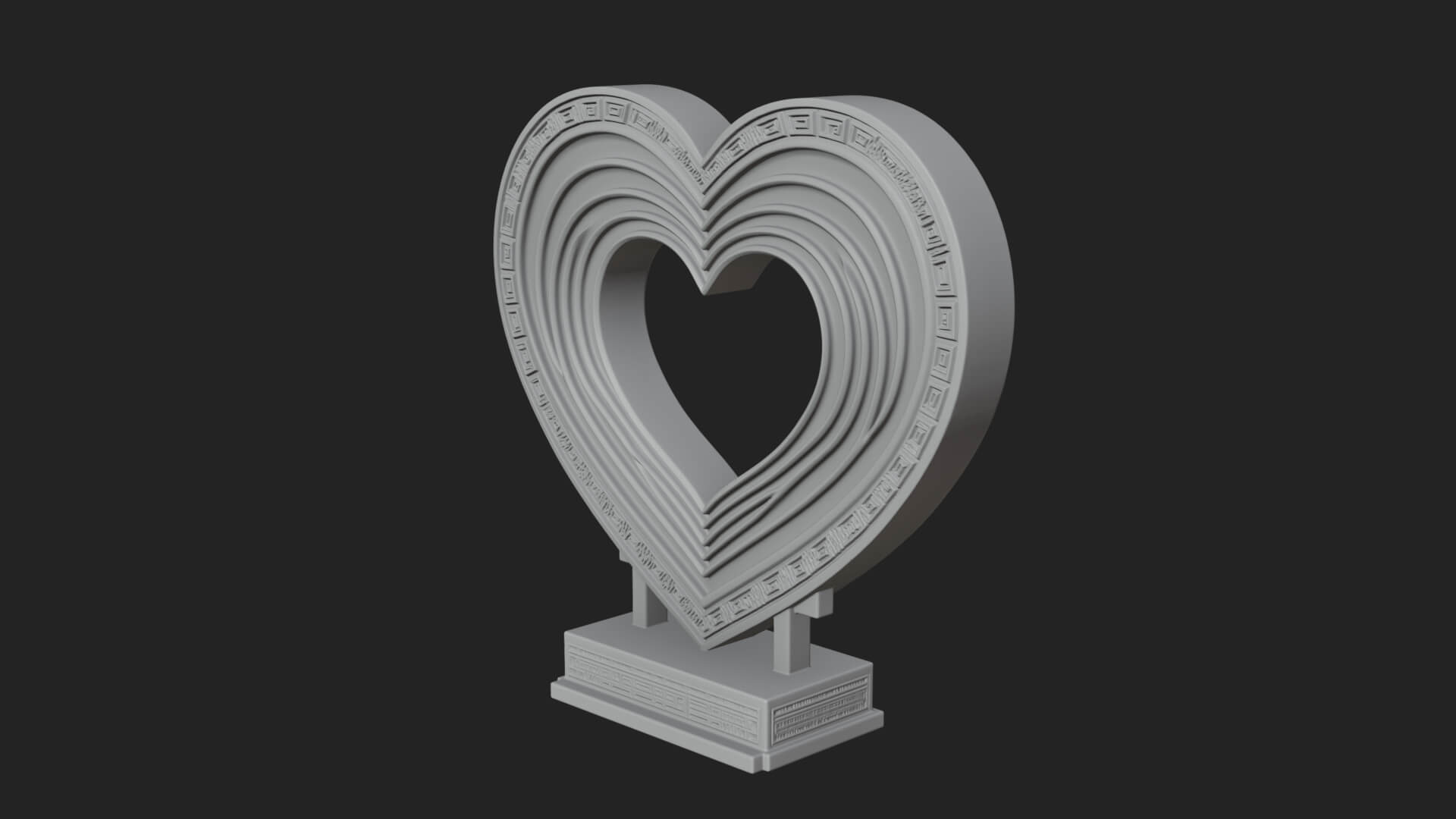 Ornate Framed Heart Plaque Design 97 3D Print Model 3D Model
