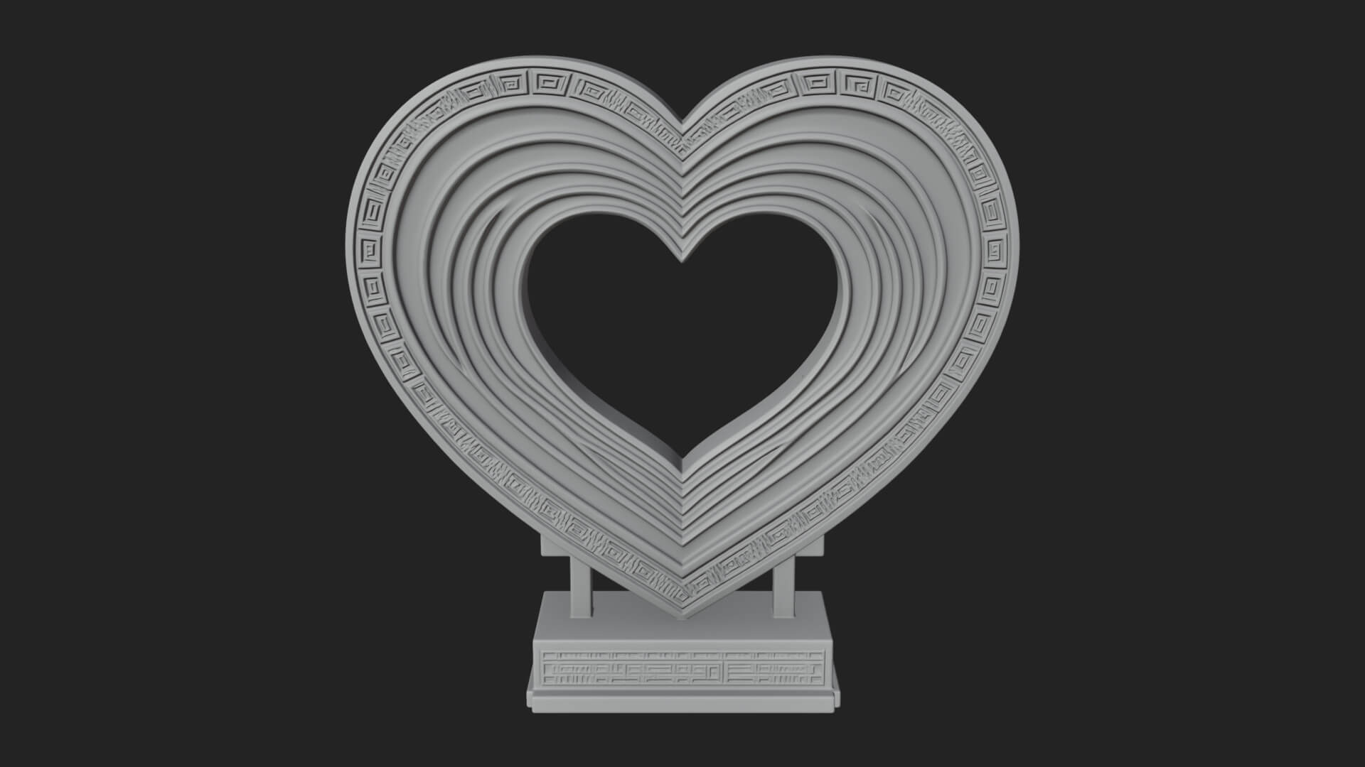 Ornate Framed Heart Plaque Design 97 3D Print Model 3D Model