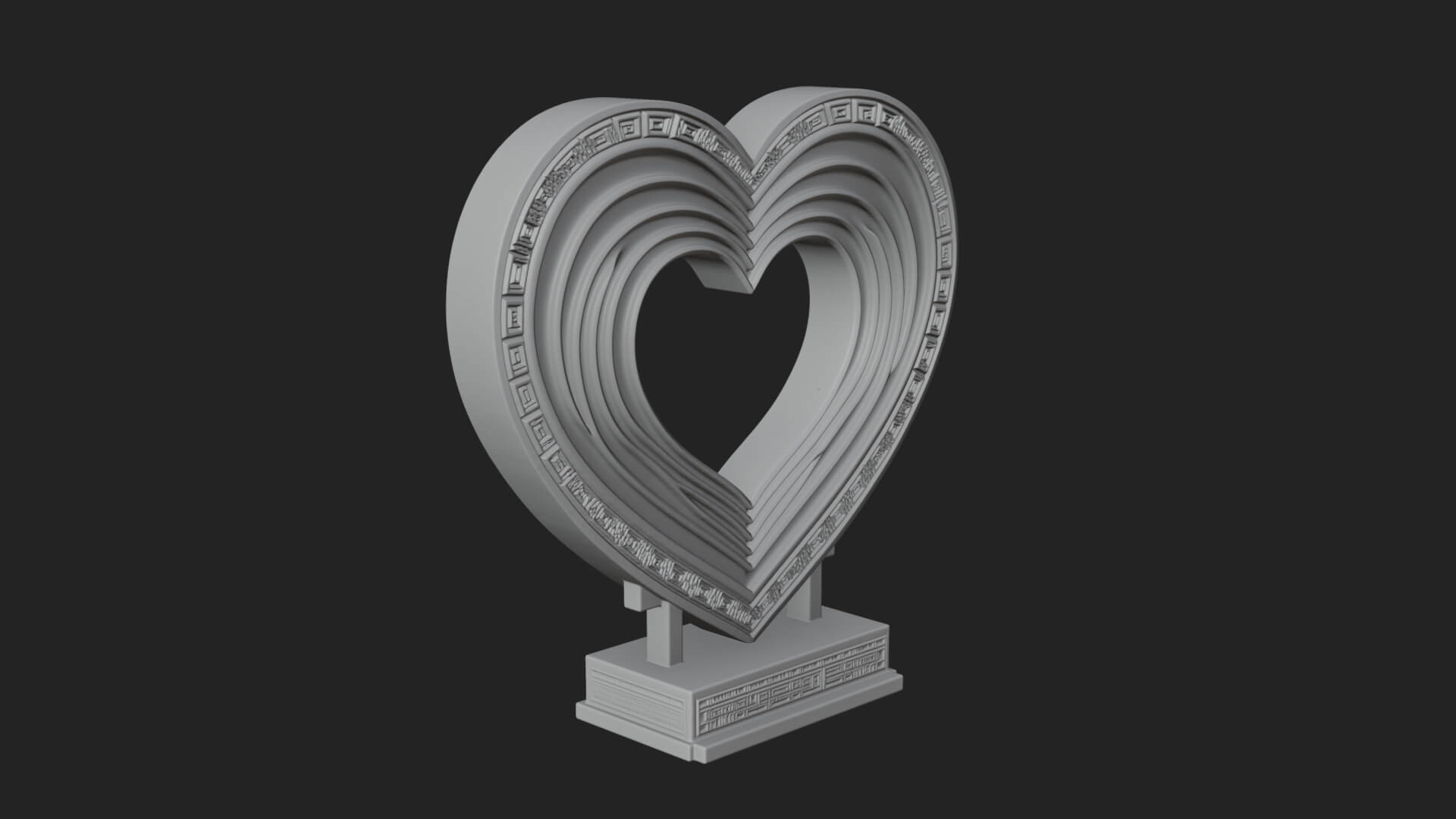 Ornate Framed Heart Plaque Design 97 3D Print Model 3D Model