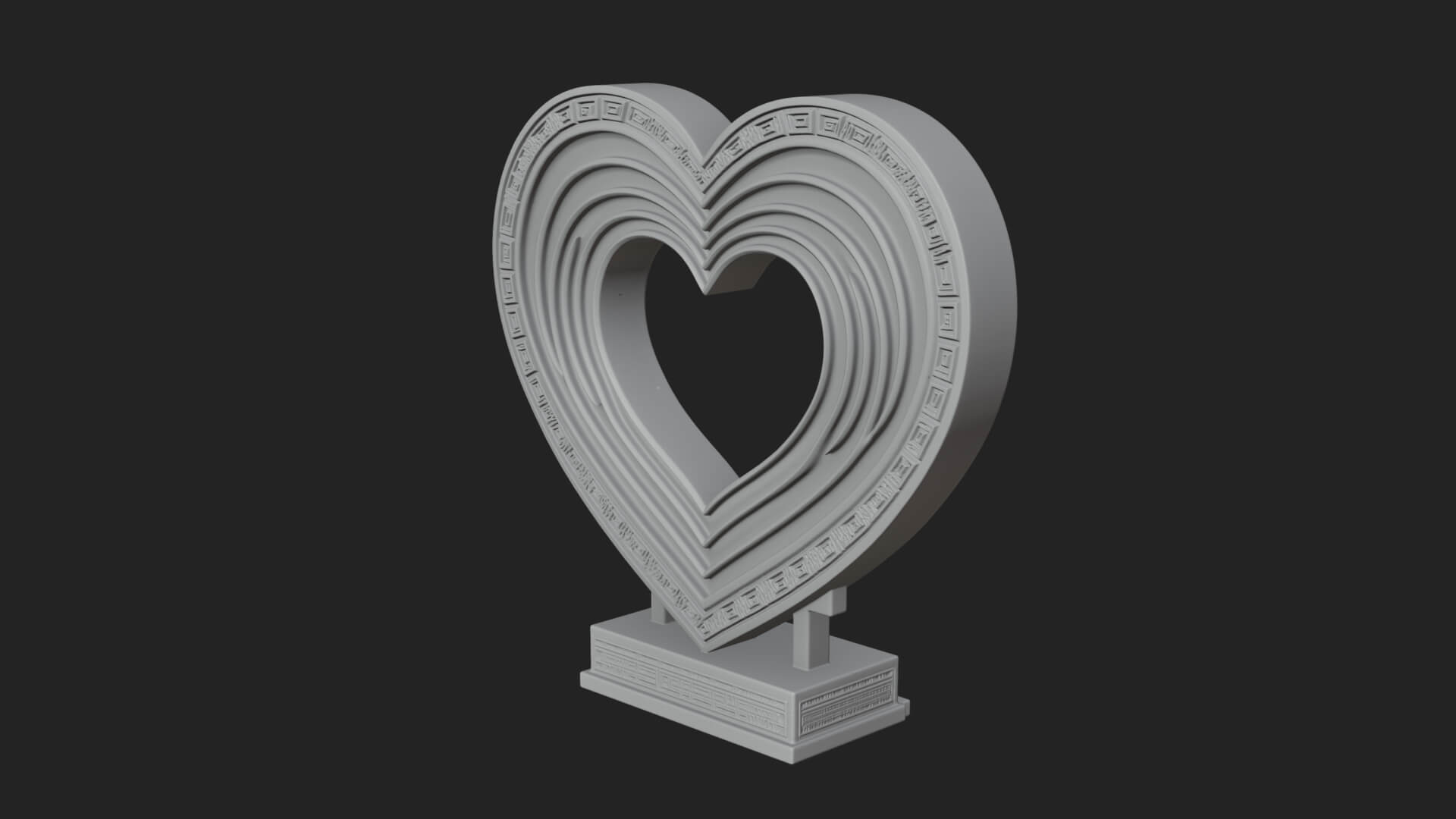 Ornate Framed Heart Plaque Design 97 3D Print Model 3D Model
