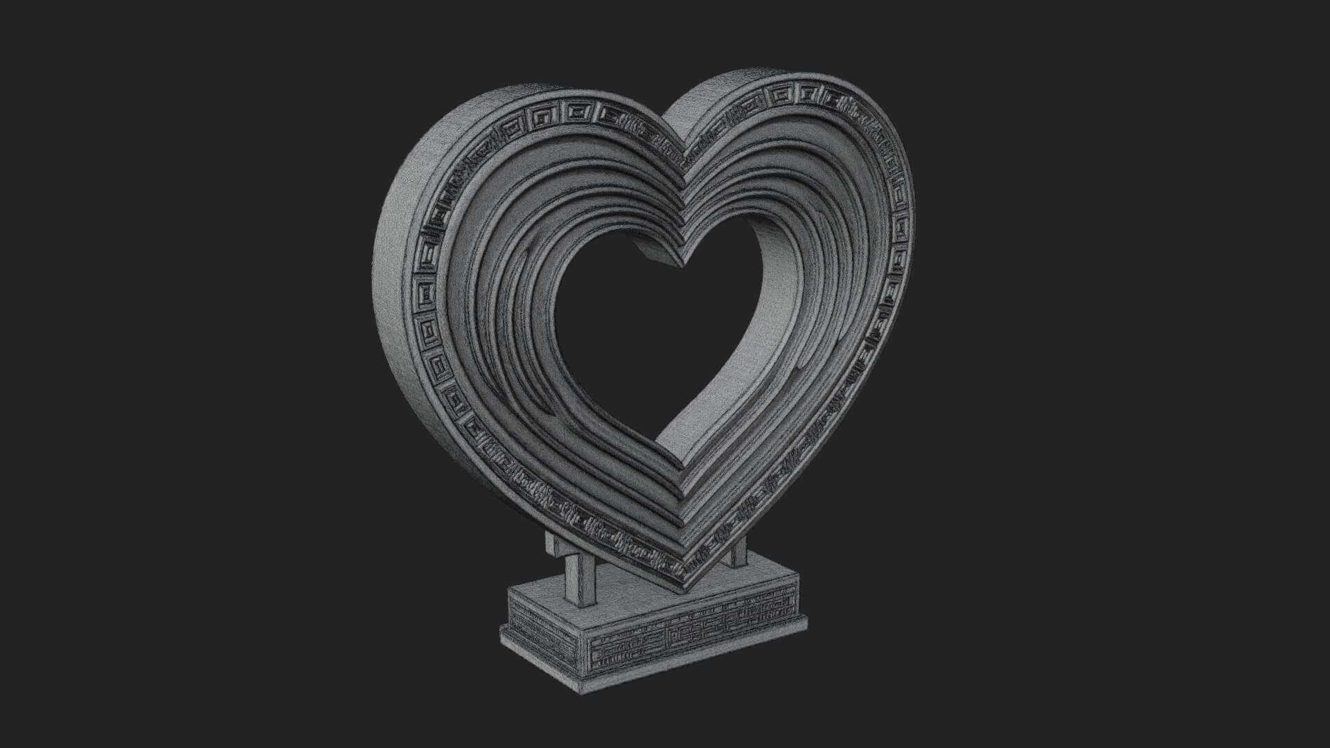 Ornate Framed Heart Plaque Design 97 3D Print Model 3D Model
