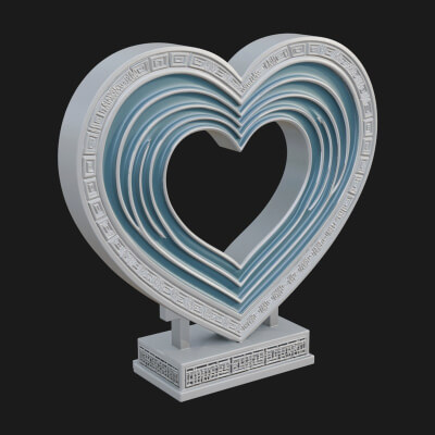 Ornate Framed Heart Plaque Design 97 3D Print Model