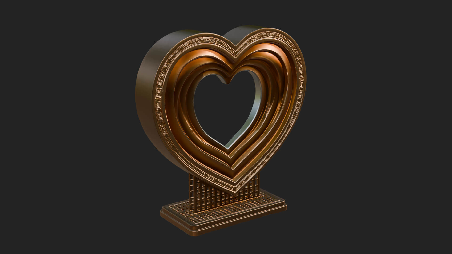 Ornate Framed Heart Plaque Design 98 3D Print Model 3D Model