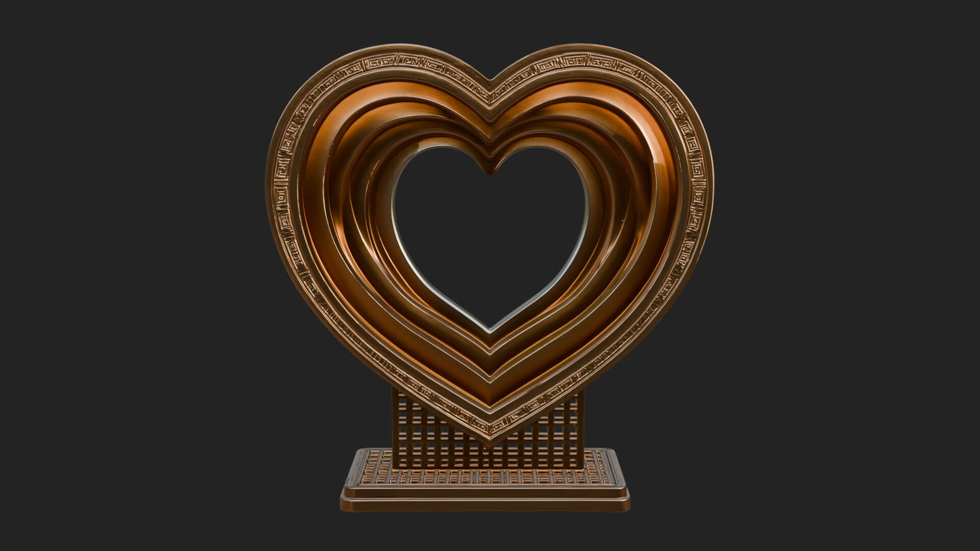 Ornate Framed Heart Plaque Design 98 3D Print Model 3D Model