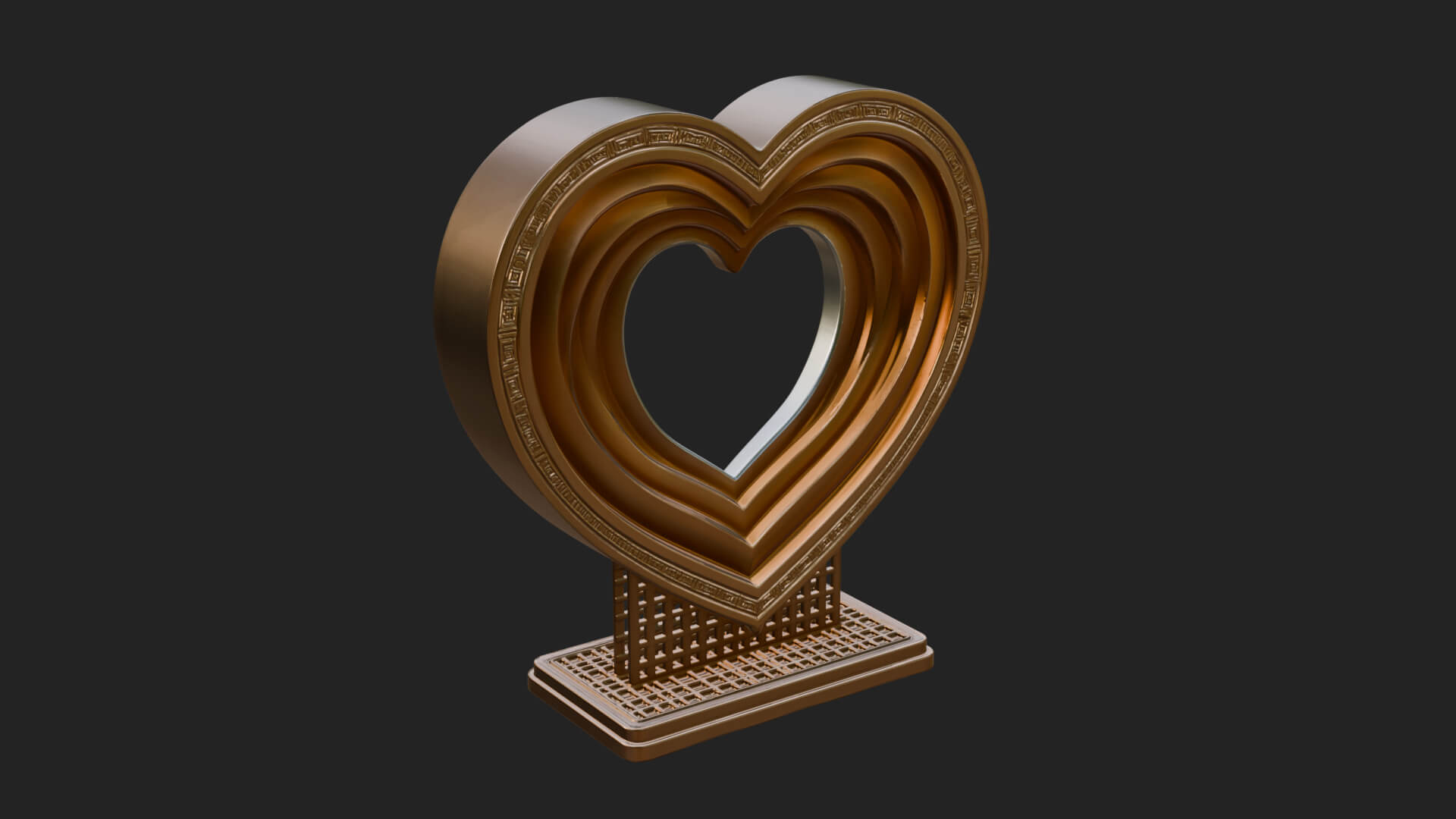 Ornate Framed Heart Plaque Design 98 3D Print Model 3D Model