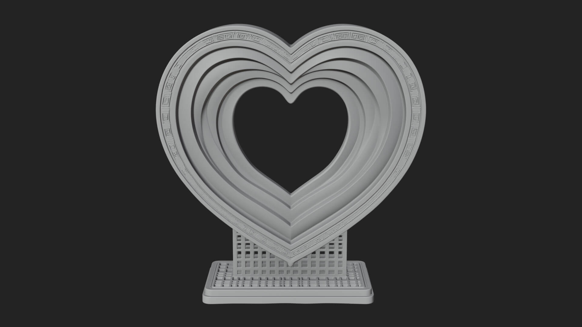 Ornate Framed Heart Plaque Design 98 3D Print Model 3D Model