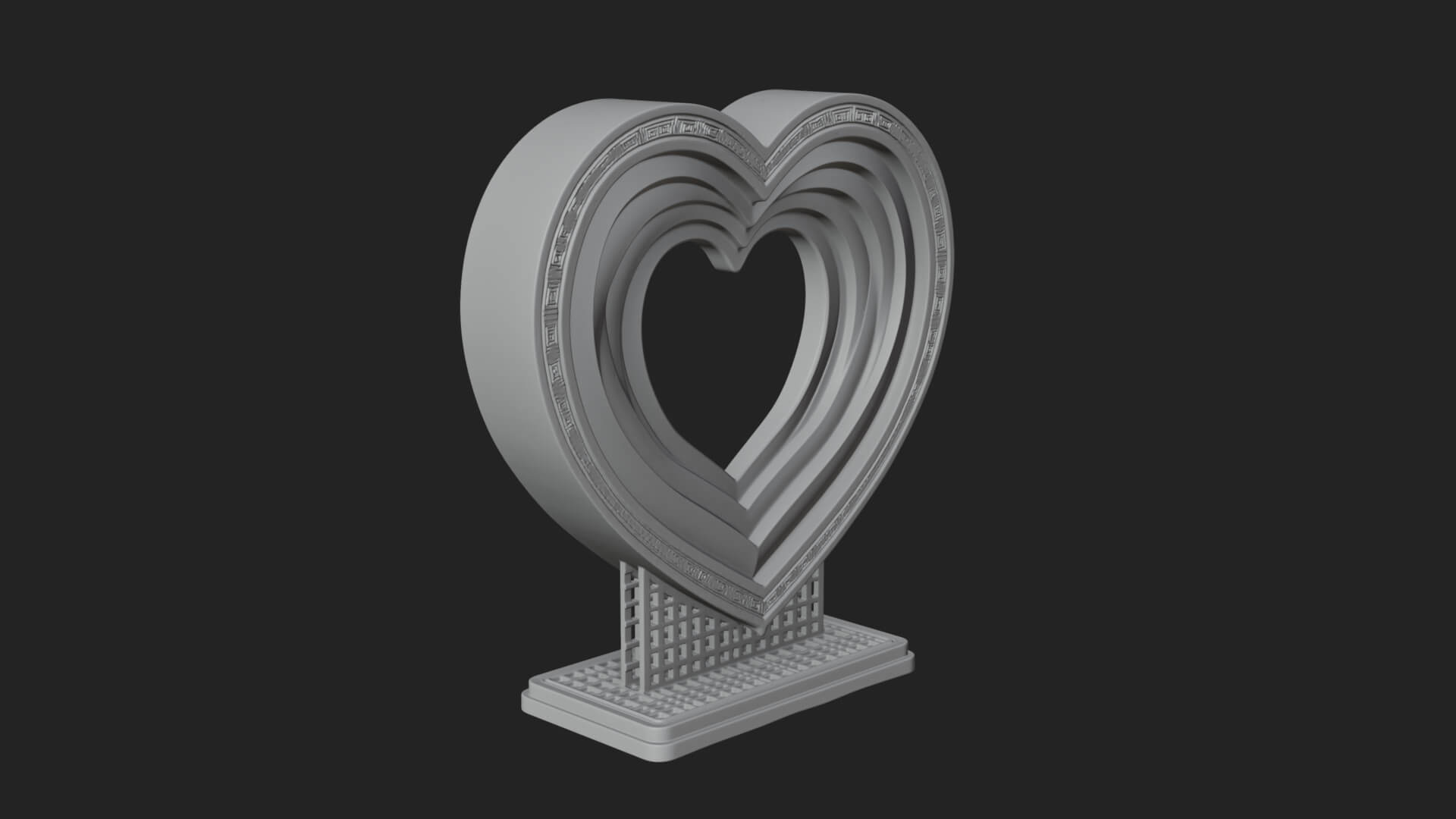Ornate Framed Heart Plaque Design 98 3D Print Model 3D Model