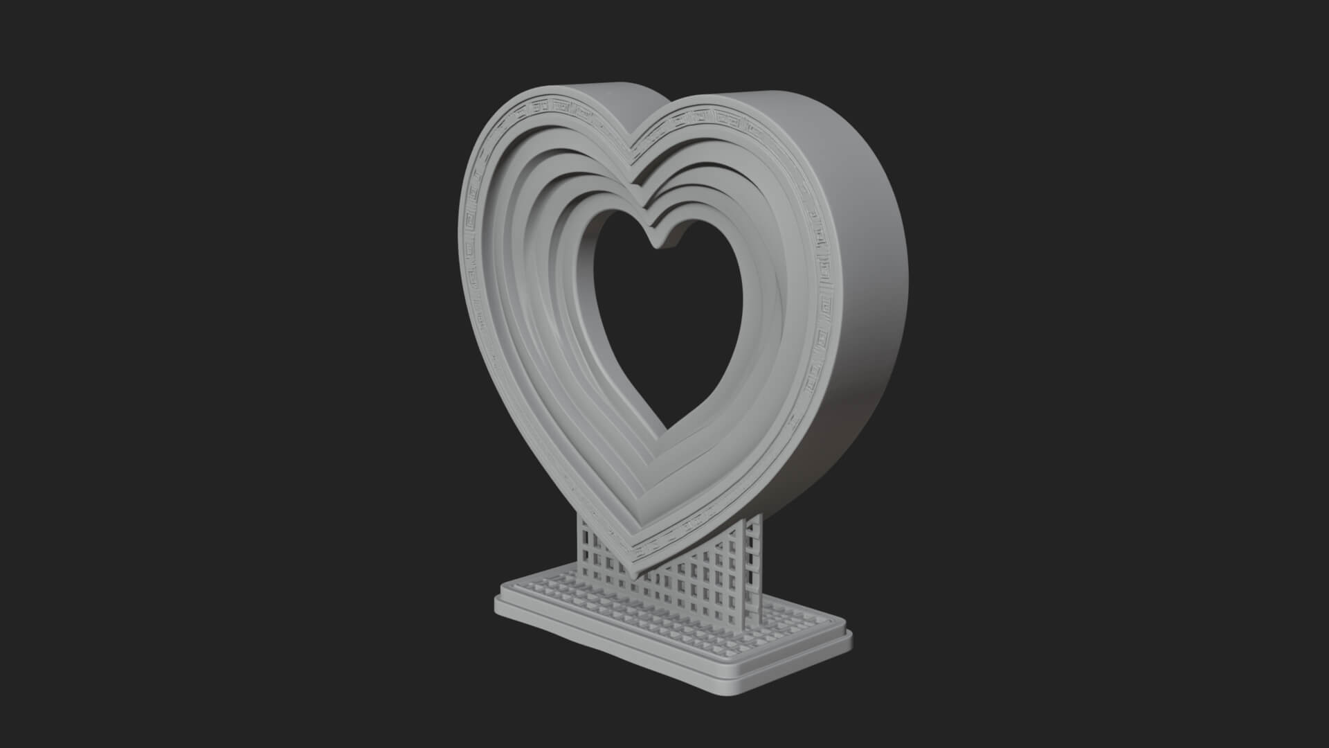 Ornate Framed Heart Plaque Design 98 3D Print Model 3D Model
