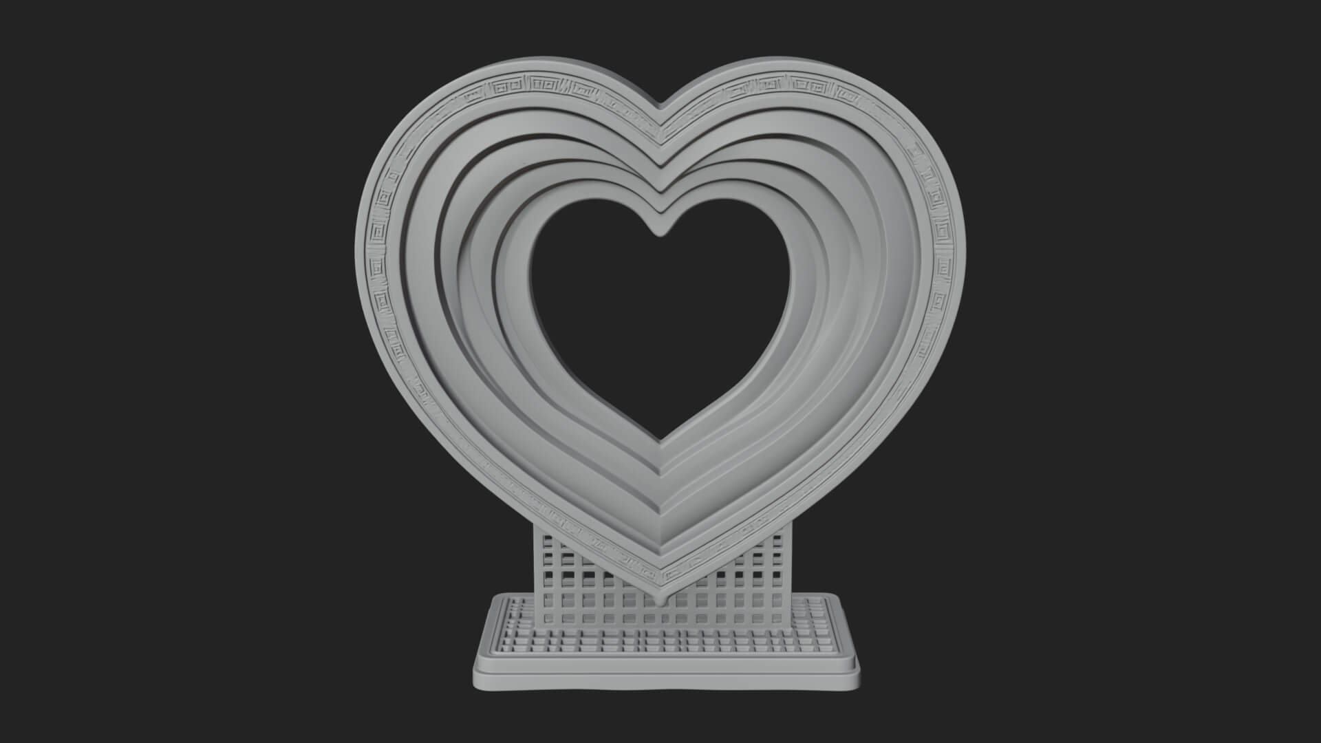 Ornate Framed Heart Plaque Design 98 3D Print Model 3D Model