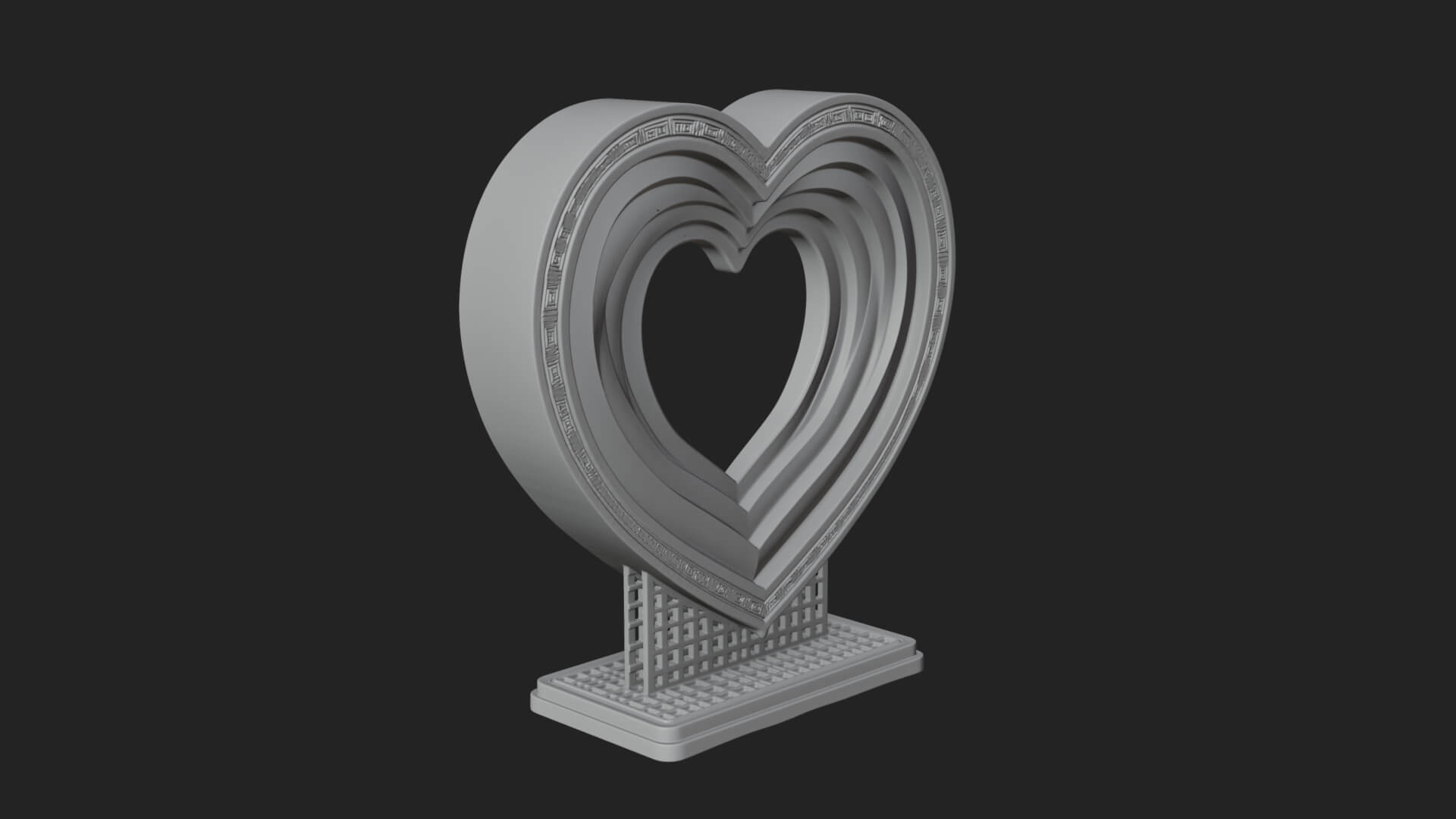 Ornate Framed Heart Plaque Design 98 3D Print Model 3D Model