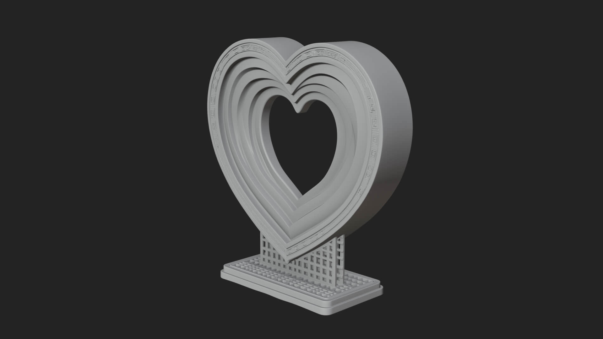 Ornate Framed Heart Plaque Design 98 3D Print Model 3D Model