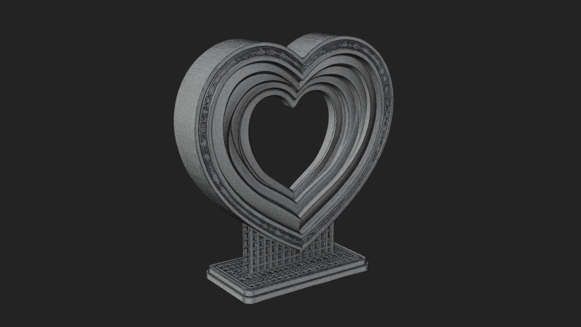 Ornate Framed Heart Plaque Design 98 3D Print Model 3D Model