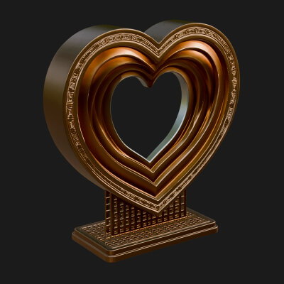 Ornate Framed Heart Plaque Design 98 3D Print Model