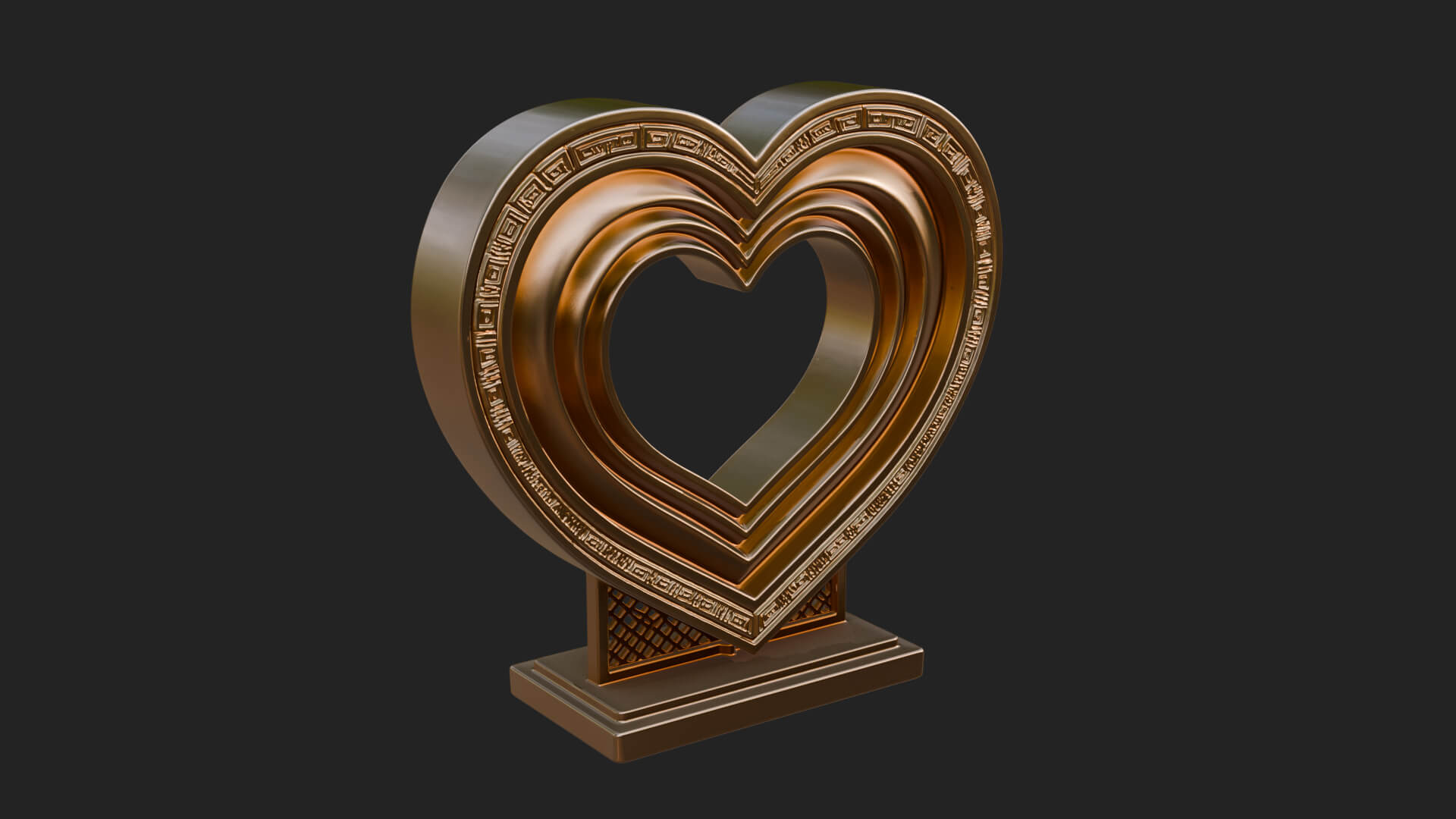 Ornate Framed Heart Plaque Design 99 3D Print Model 3D Model