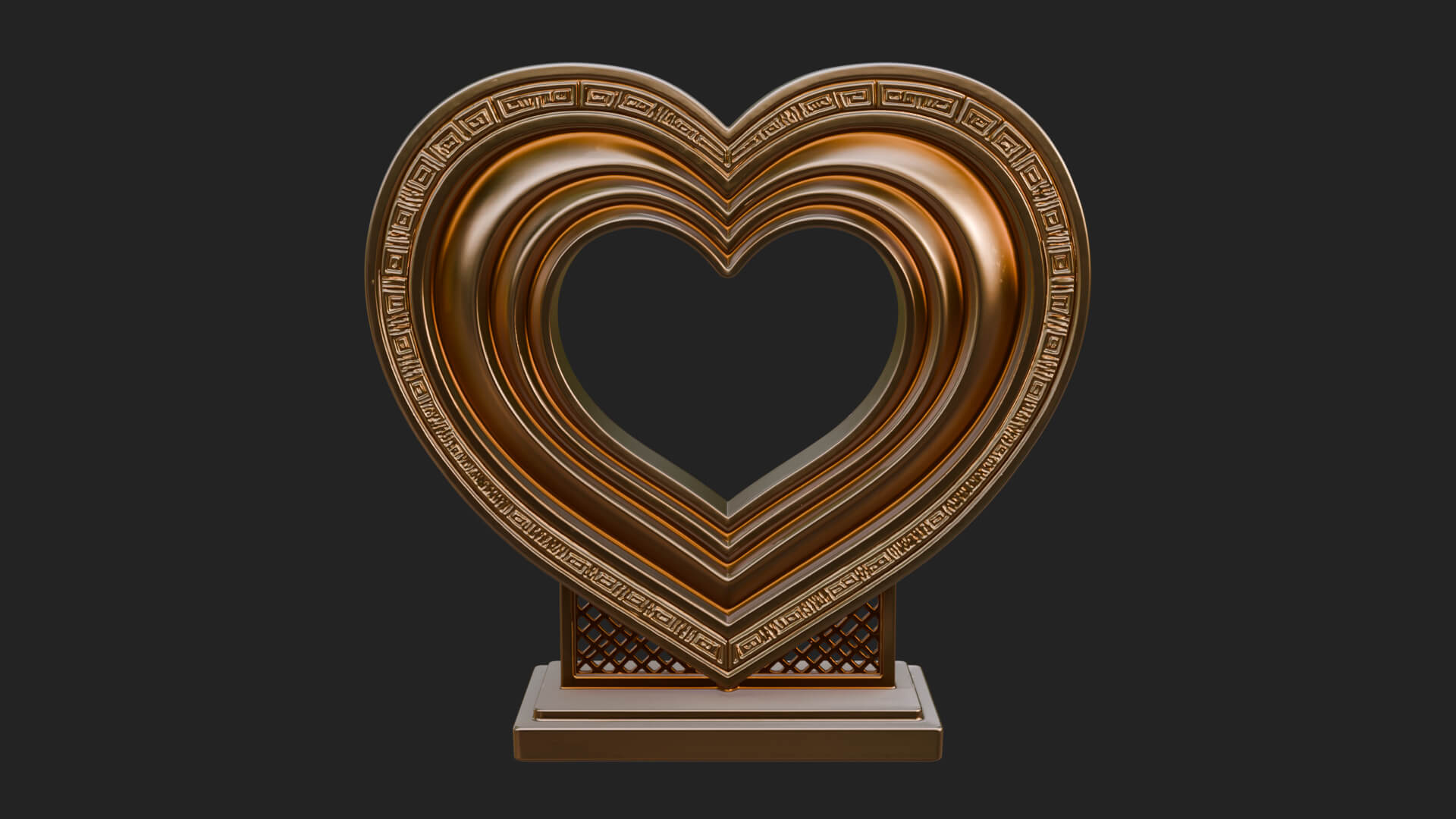 Ornate Framed Heart Plaque Design 99 3D Print Model 3D Model