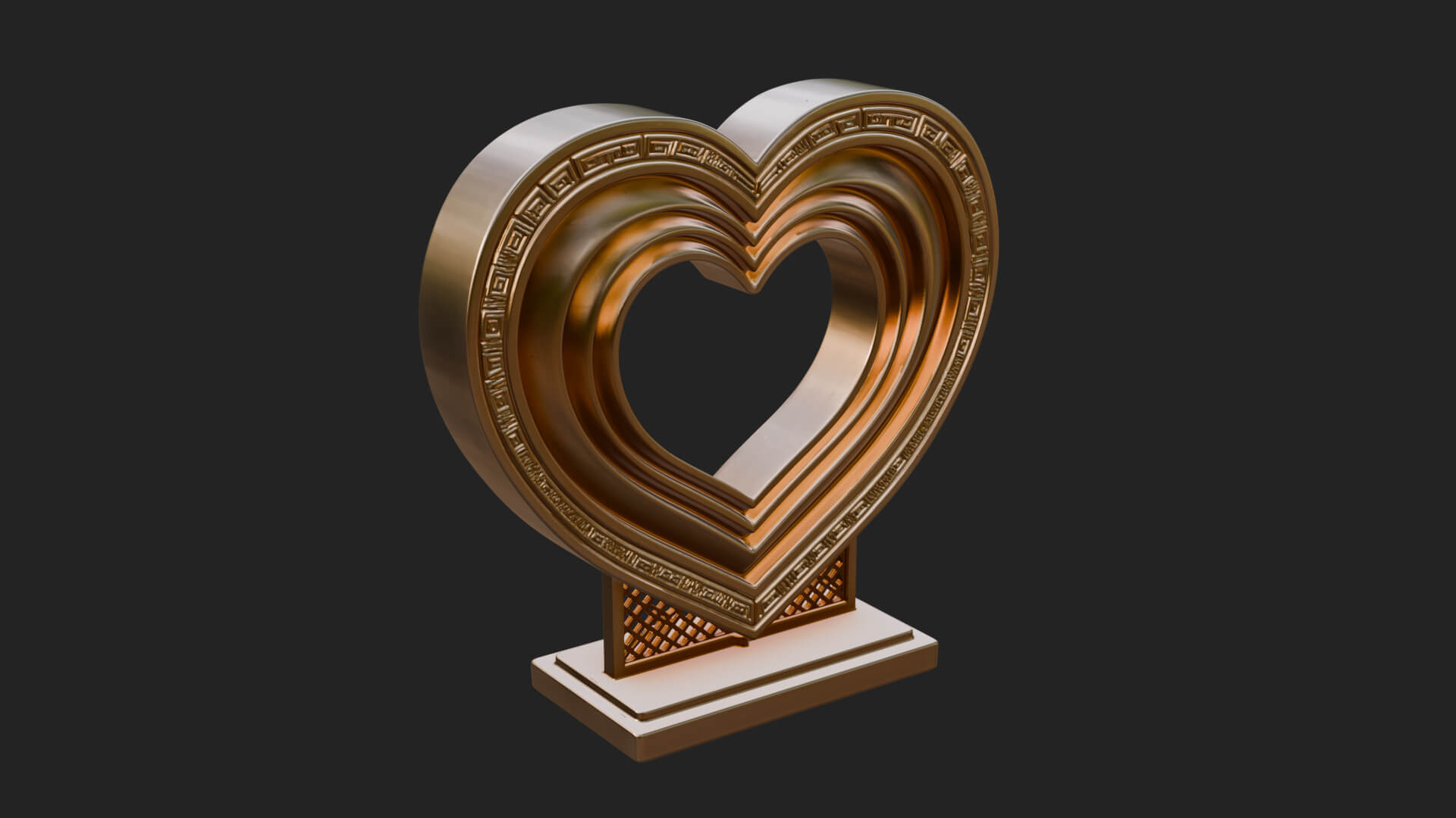 Ornate Framed Heart Plaque Design 99 3D Print Model 3D Model